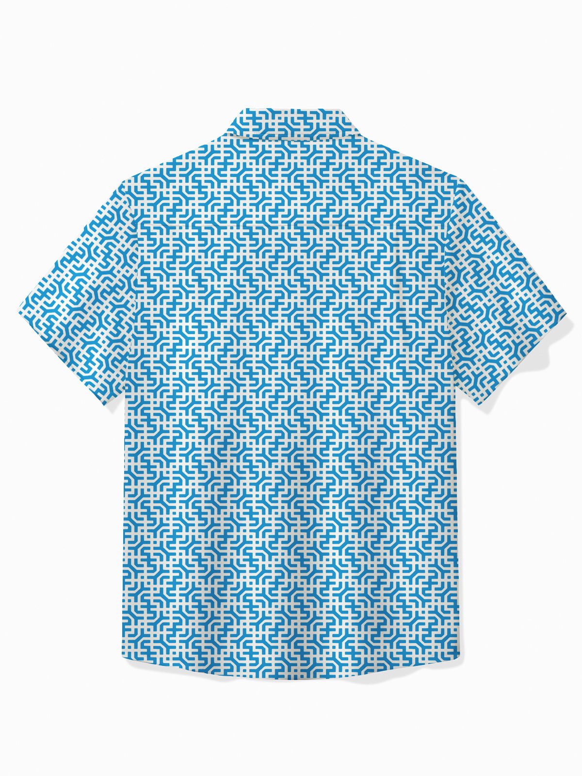 Royaura® Basic Men's Vintage Shirt Geometric Print Oversized Stretch Pocket Shirt