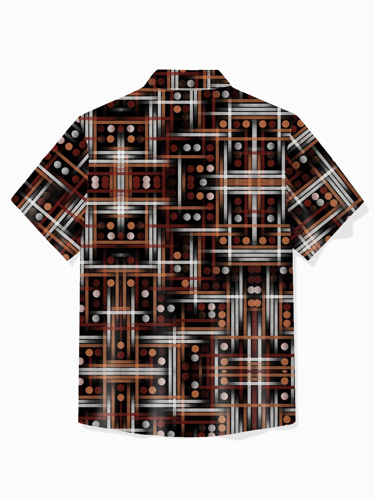 Royaura® Retro Men's Hawaiian Shirt Striped Polka Dot Print Stretch Camp Pocket Shirt Big Tall