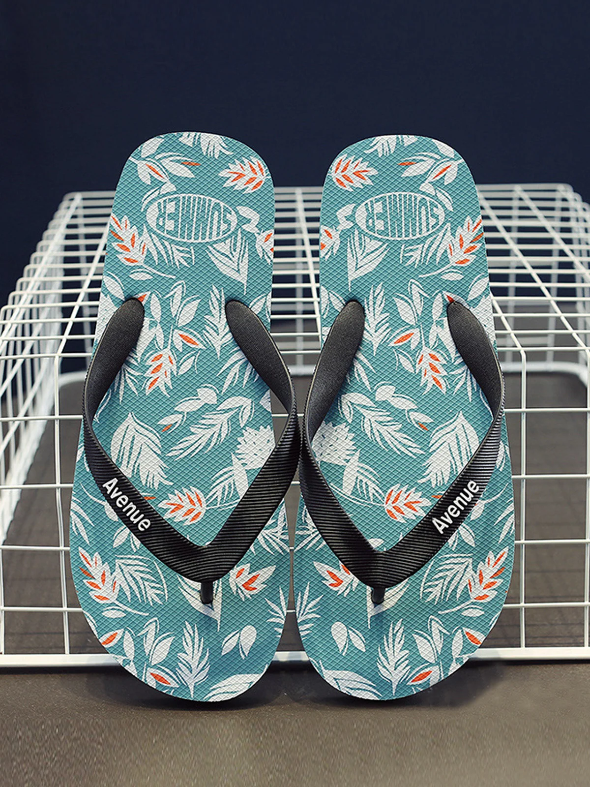 Royaura® Hawaii Plant Leaf Print Men's Beach Thong Slippers