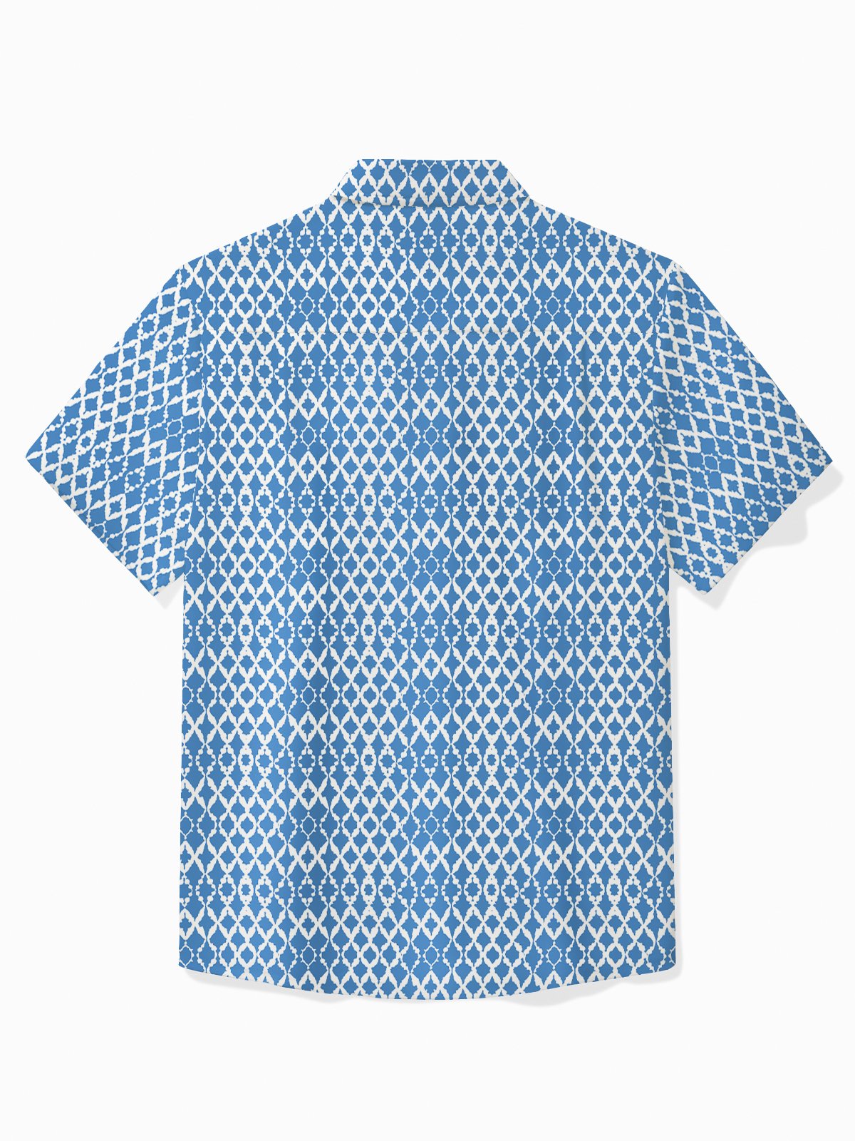 Royaura® Geometric Art Blue Men's Hawaiian Shirt Abstract Quick Dry Pocket Vintage Camp Shirt Big Tall
