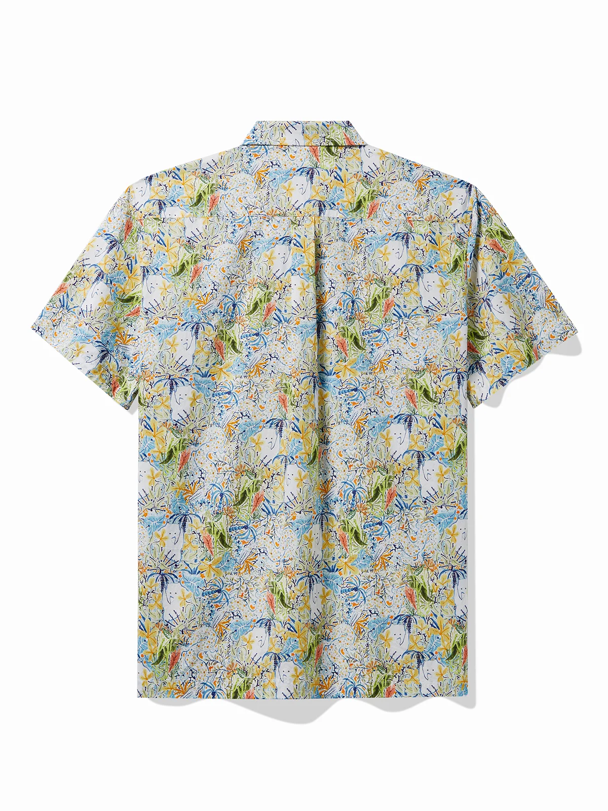 Royaura® Cotton Beach Vacation Men's Hawaiian Shirt Palm Tree Pocket Button-Down Camp Shirt Big Tall