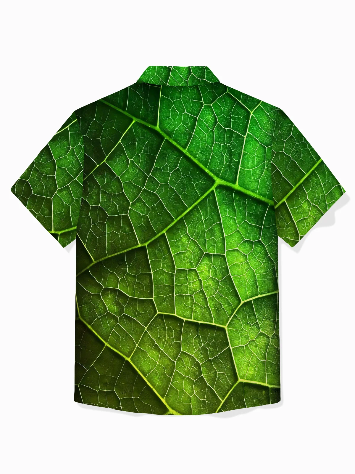 Royaura® Hawaii Green Leaf Print Men's Button Pocket Short Sleeve Shirt
