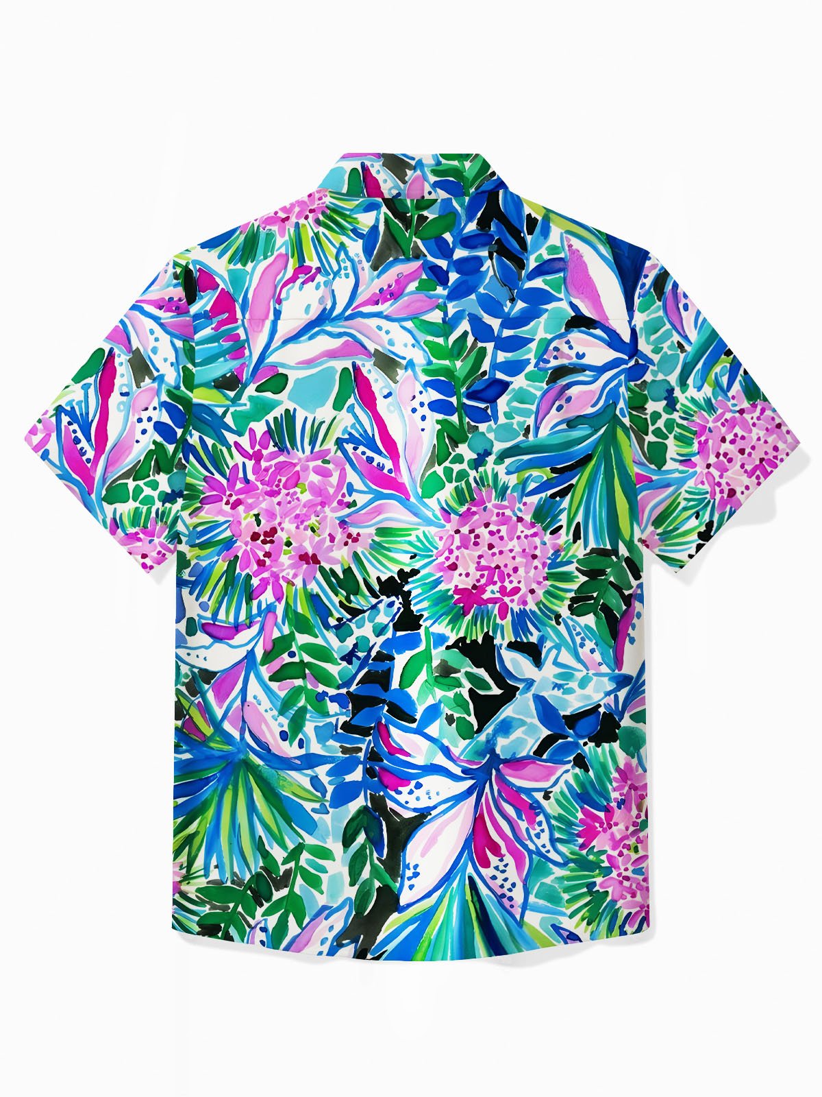 Royaura® Beach Vacation Men's Hawaiian Shirt Artistic Floral Stretch Pocket Wrinkle Free Seersucker Camp Shirt Big Tall