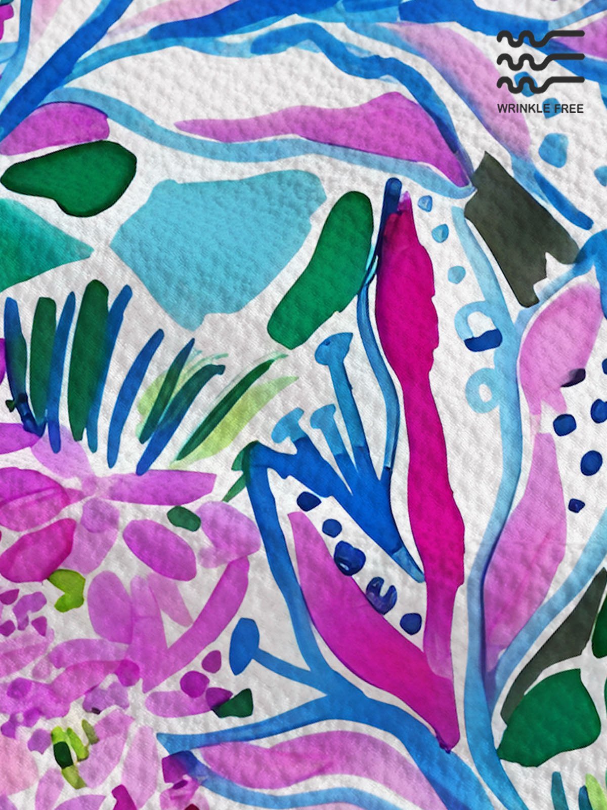 Royaura® Beach Vacation Men's Hawaiian Shirt Artistic Floral Stretch Pocket Wrinkle Free Seersucker Camp Shirt Big Tall