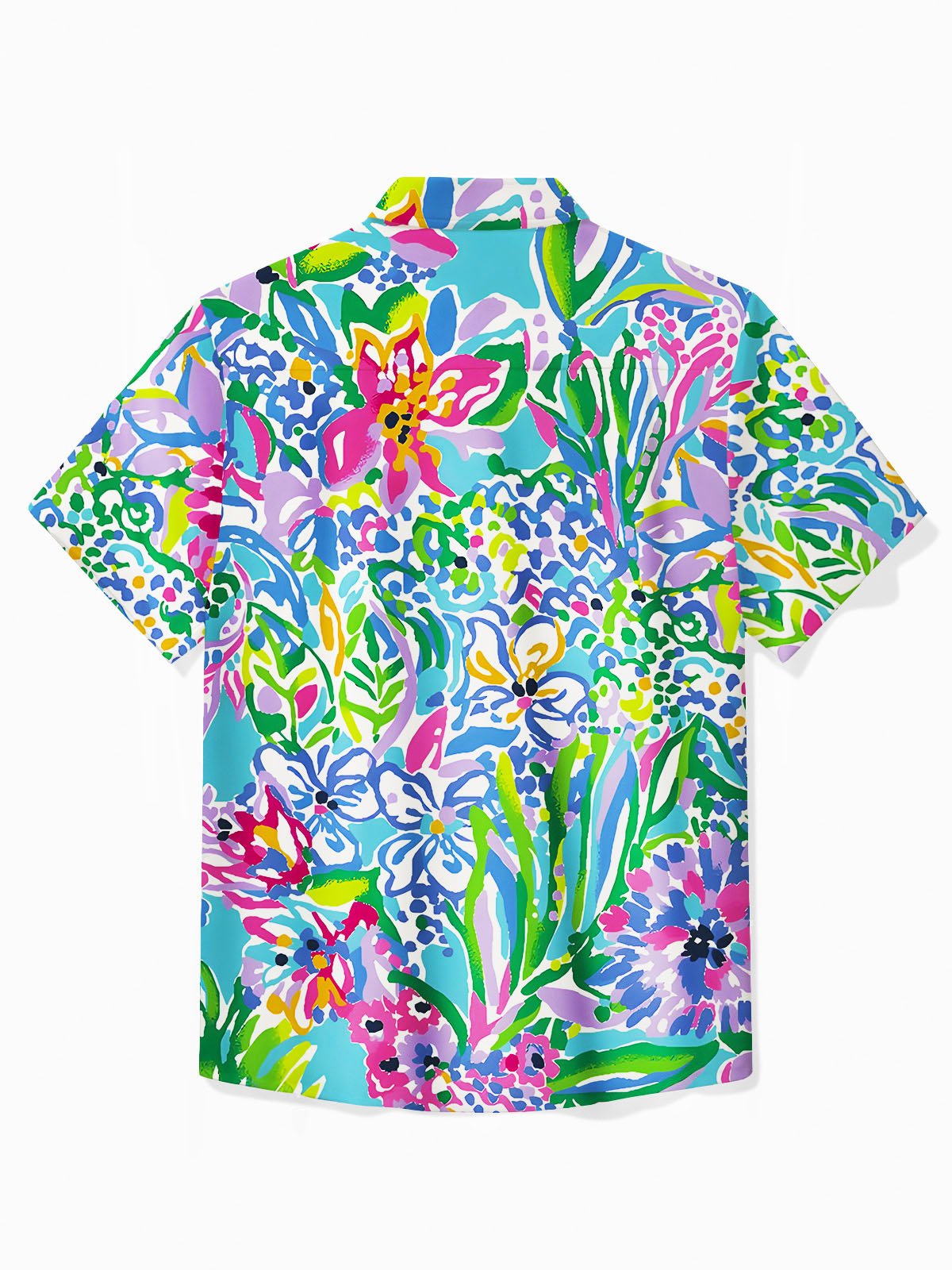 Royaura® Beach Vacation Men's Hawaiian Shirt Artistic Floral Stretch Pocket Wrinkle Free Seersucker Camp Shirt Big Tall