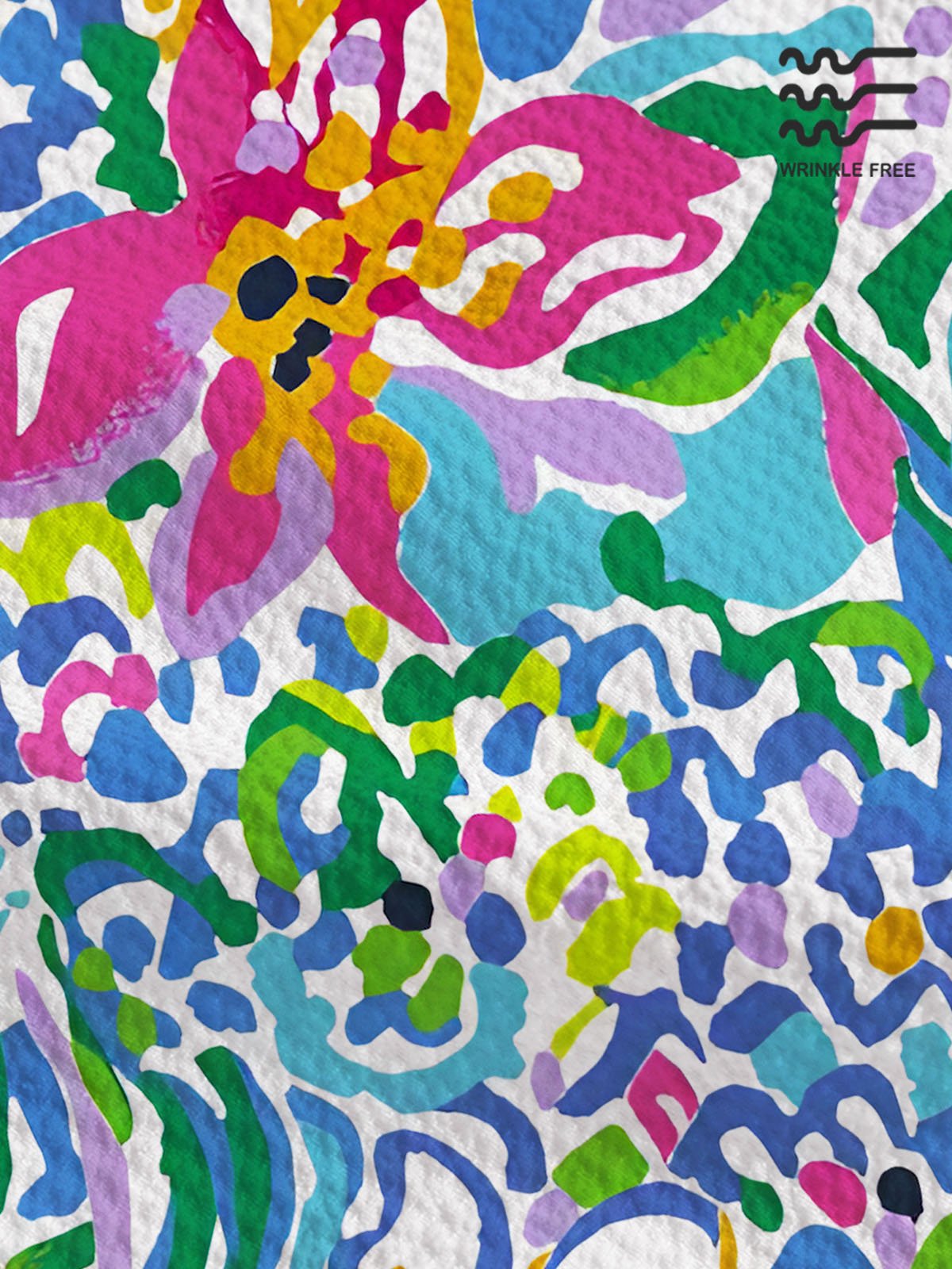 Royaura® Beach Vacation Men's Hawaiian Shirt Artistic Floral Stretch Pocket Wrinkle Free Seersucker Camp Shirt Big Tall