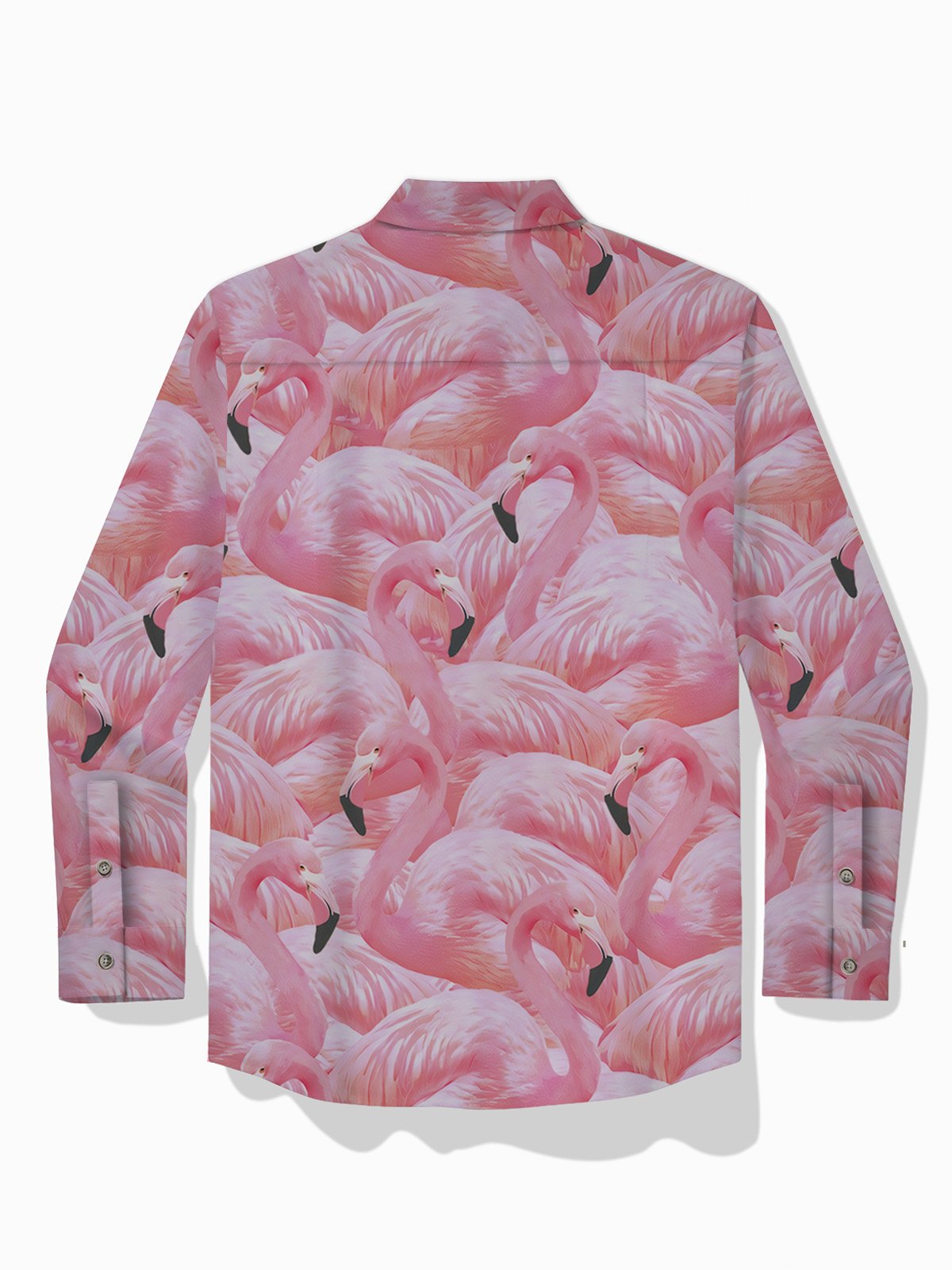 Royaura® Hawaiian Flamingo Print Men's Button Pocket Short Sleeve Shirt