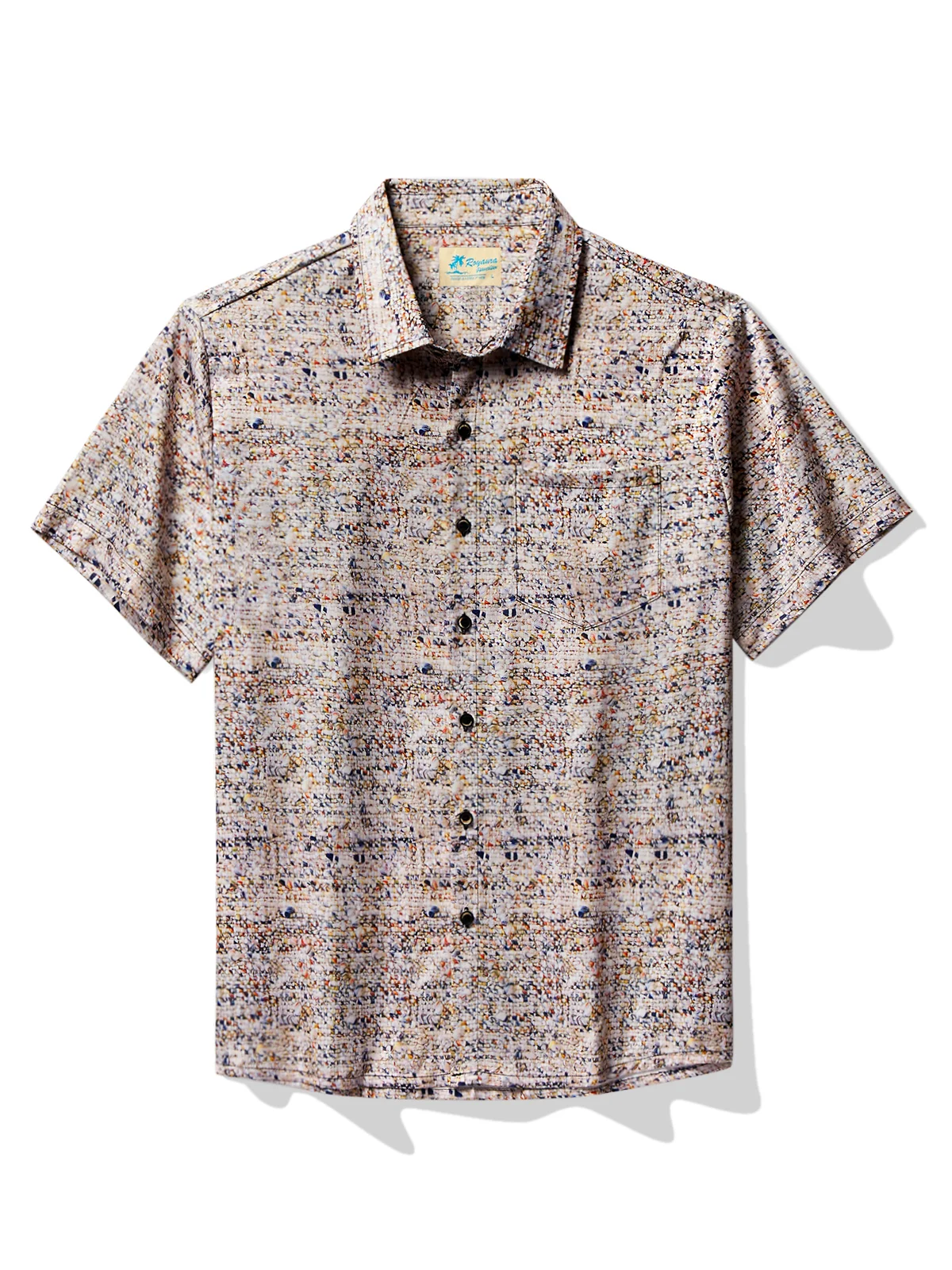 Royaura® Retro Abstract Texture Men's Hawaiian Shirt Breathable Comfortable Camp Pocket Shirt