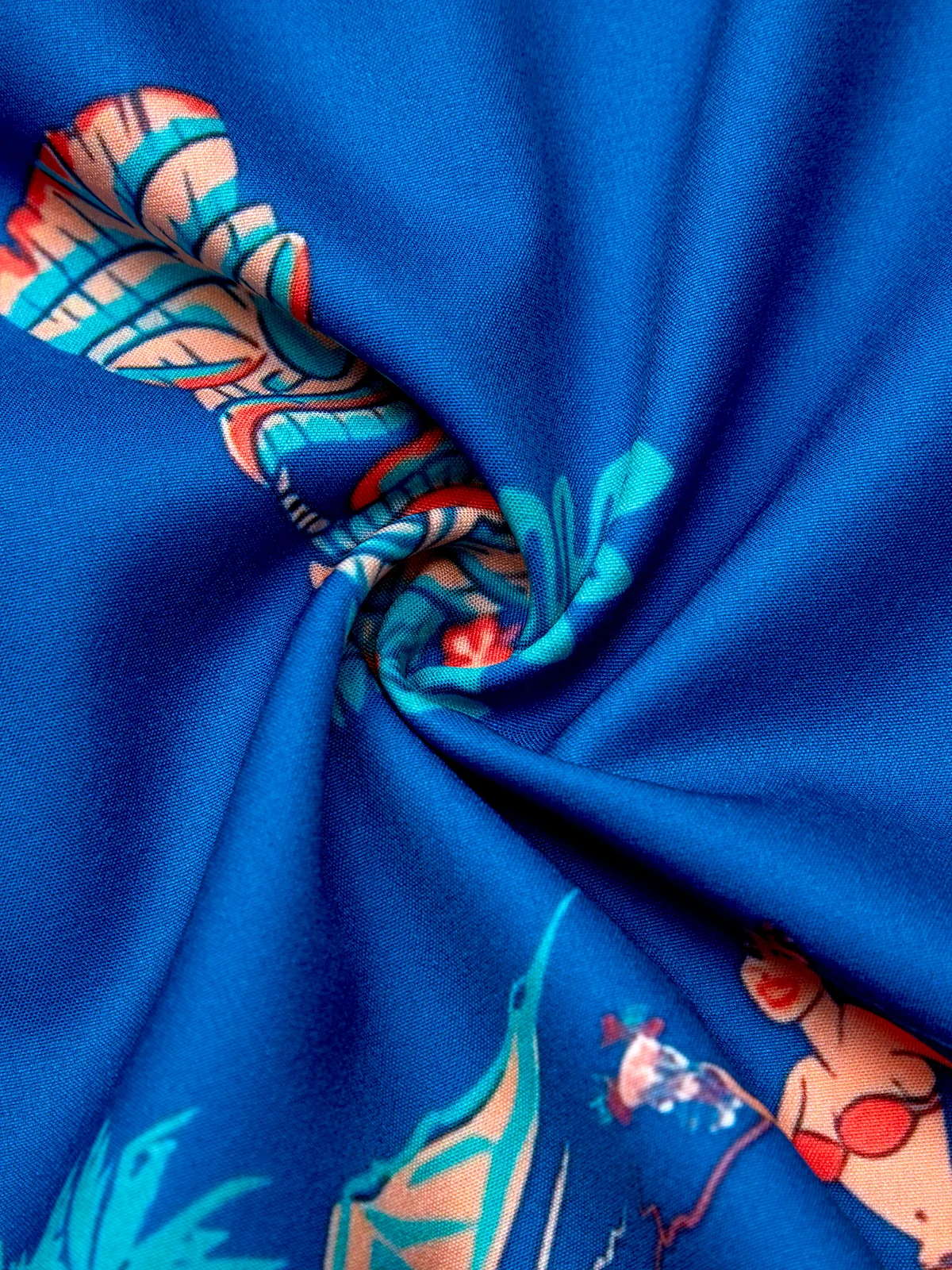 Royaura® Hawaiian Tiki Print Men's Button Pocket Short Sleeve Shirt