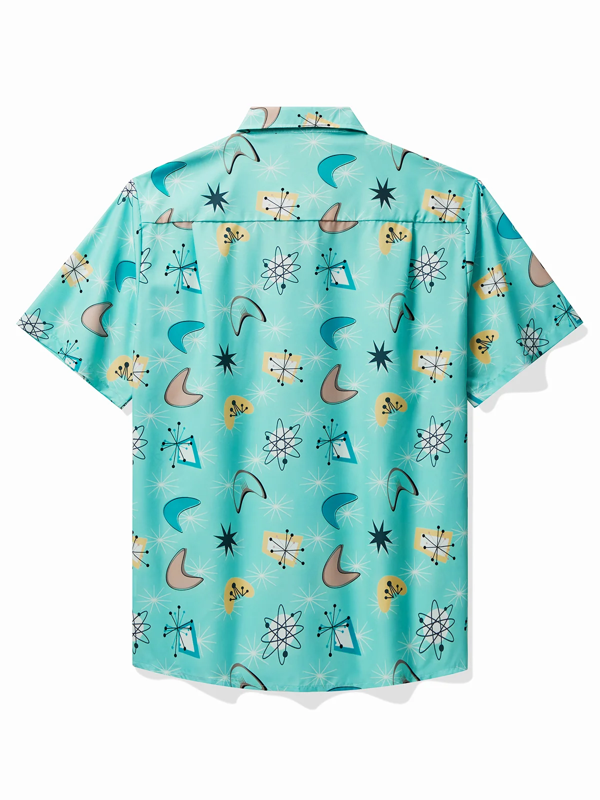Royaura® Vintage 50's Mid Century Geometric Men's Hawaiian Shirt Art Pocket Camp Shirt Big Tall