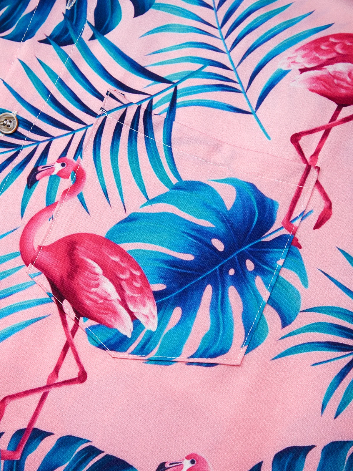 Royaura® Flamingo Pink Hawaii Shirt Men's Button Pocket Short Sleeve Shirt Big Tall