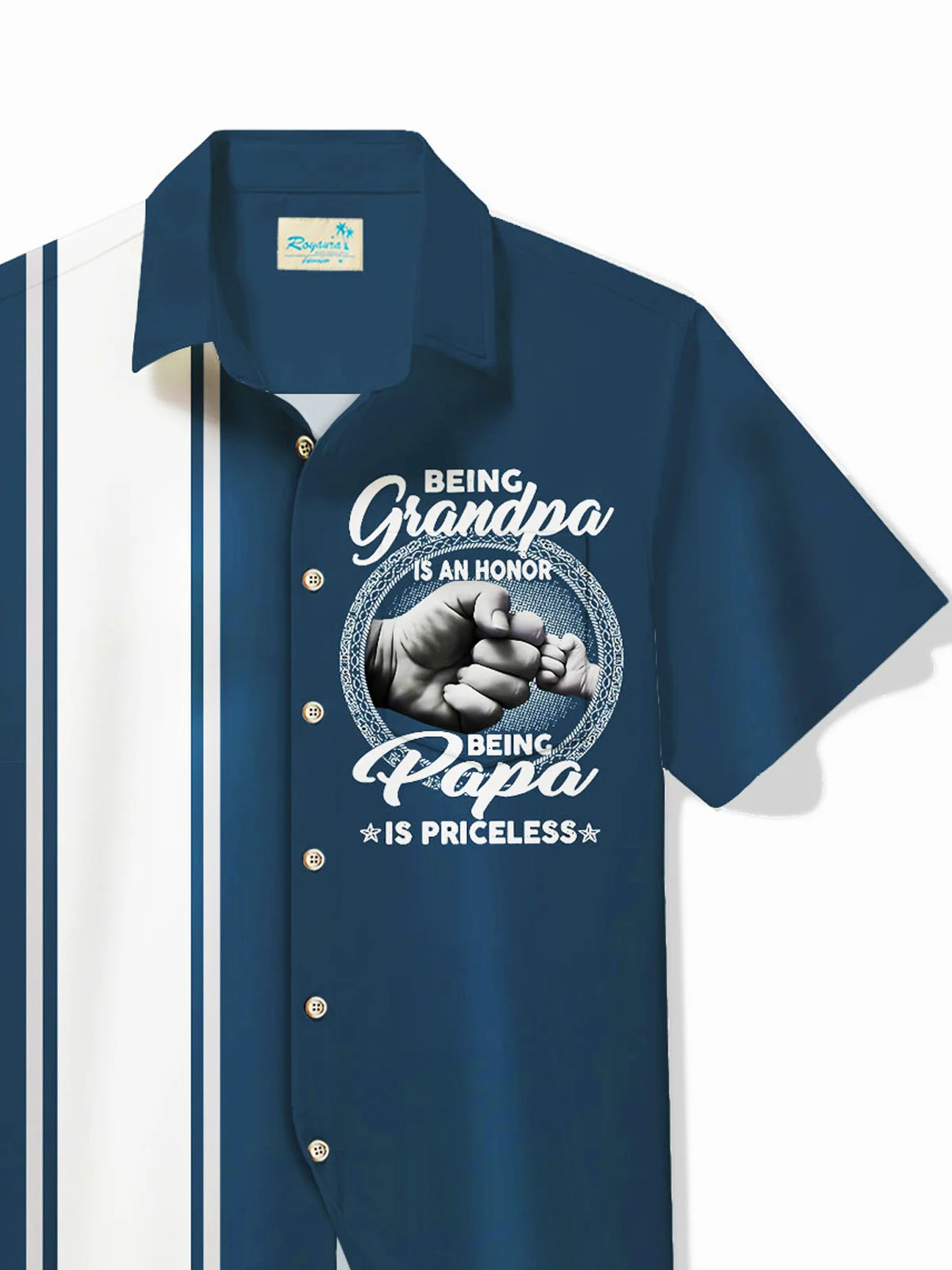 Royaura® Men's Bowling Shirt Being Grandpa Is An Honor Camp Pocket Shirt Big Tall