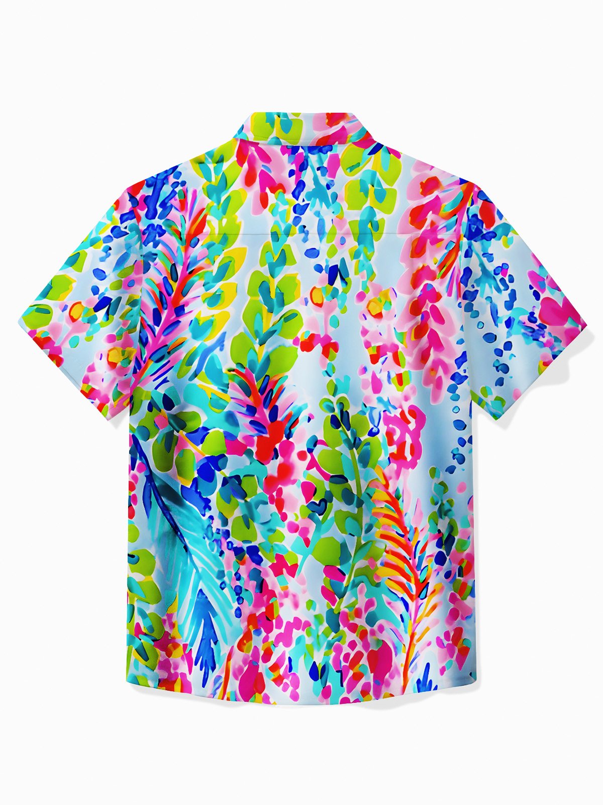 Beach Vacation Men's Hawaiian Shirt Artistic Floral Stretch Pocket Wrinkle Free Seersucker Camp Shirt Big Tall