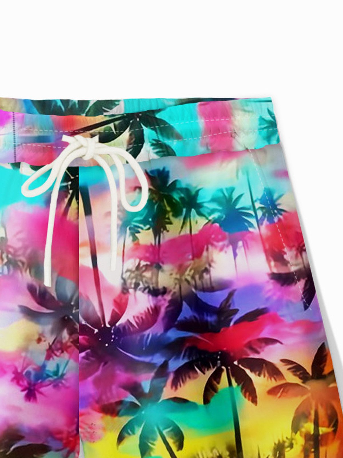 Royaura® Hawaiian Coconut Tree Silhouette Print Men's Drawstring Shorts Board Shorts