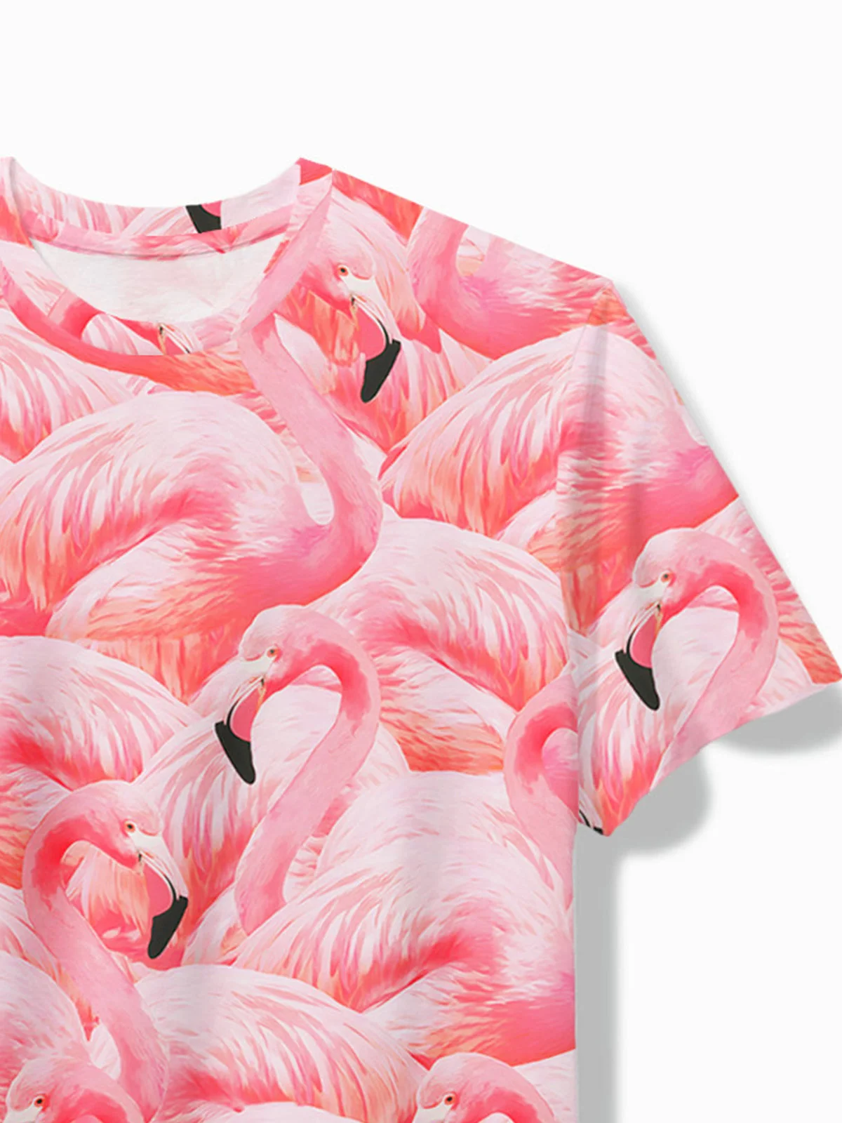 Royaura®Hawaiian Flamingo Print Men's Round Neck Short Sleeve T-Shirt