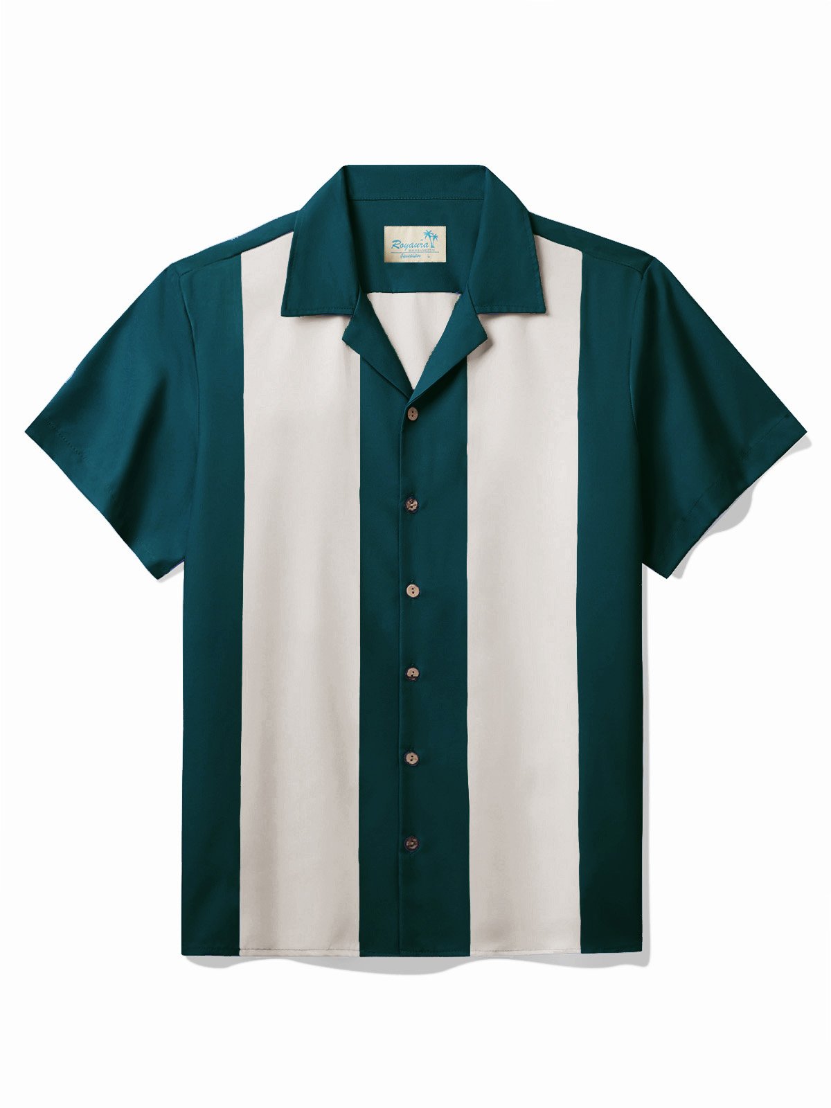 Men's Vintage 50s Cool Two Tone Bowling Classic Camp Collar Shirts