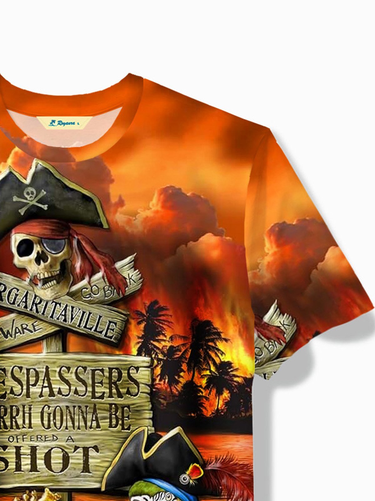 Royaura®Hawaiian Pirate Parrot Gradient Print Men's Round Neck Short Sleeve T-Shirt
