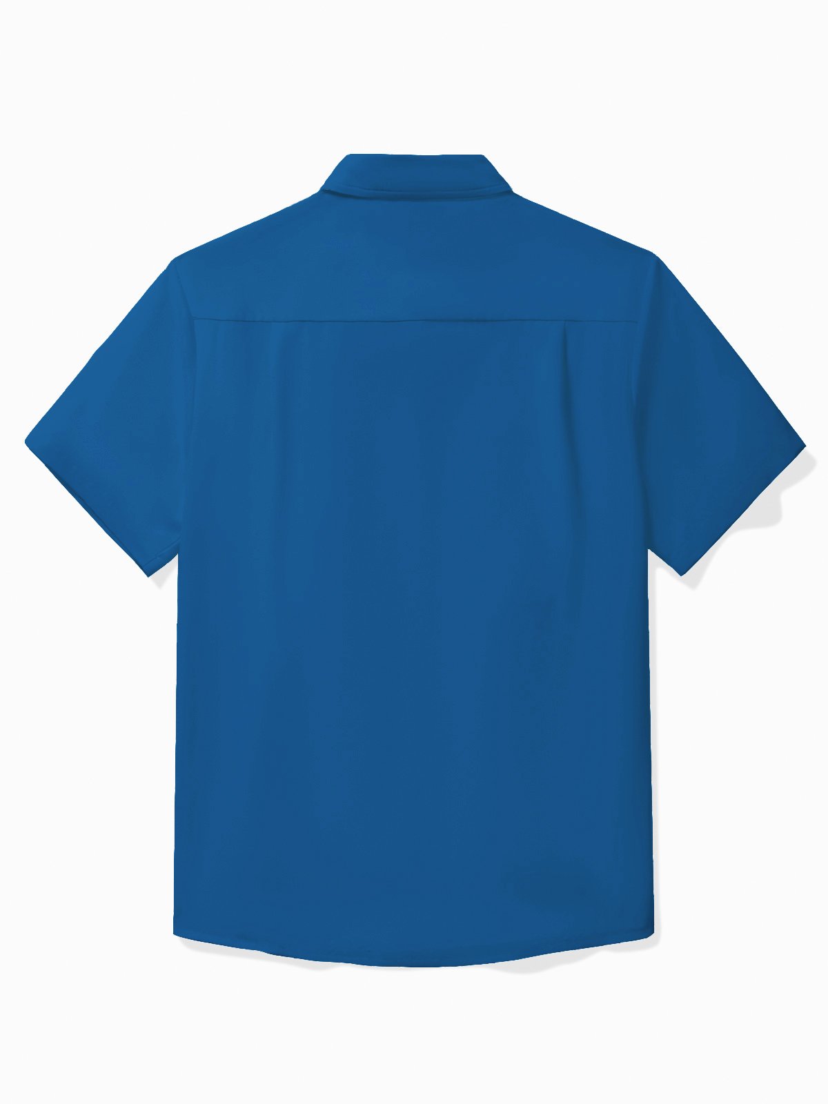 Royaura® Vintage Blue Hawaiian Botanical Print Bowling Men's Button Pocket Shirt