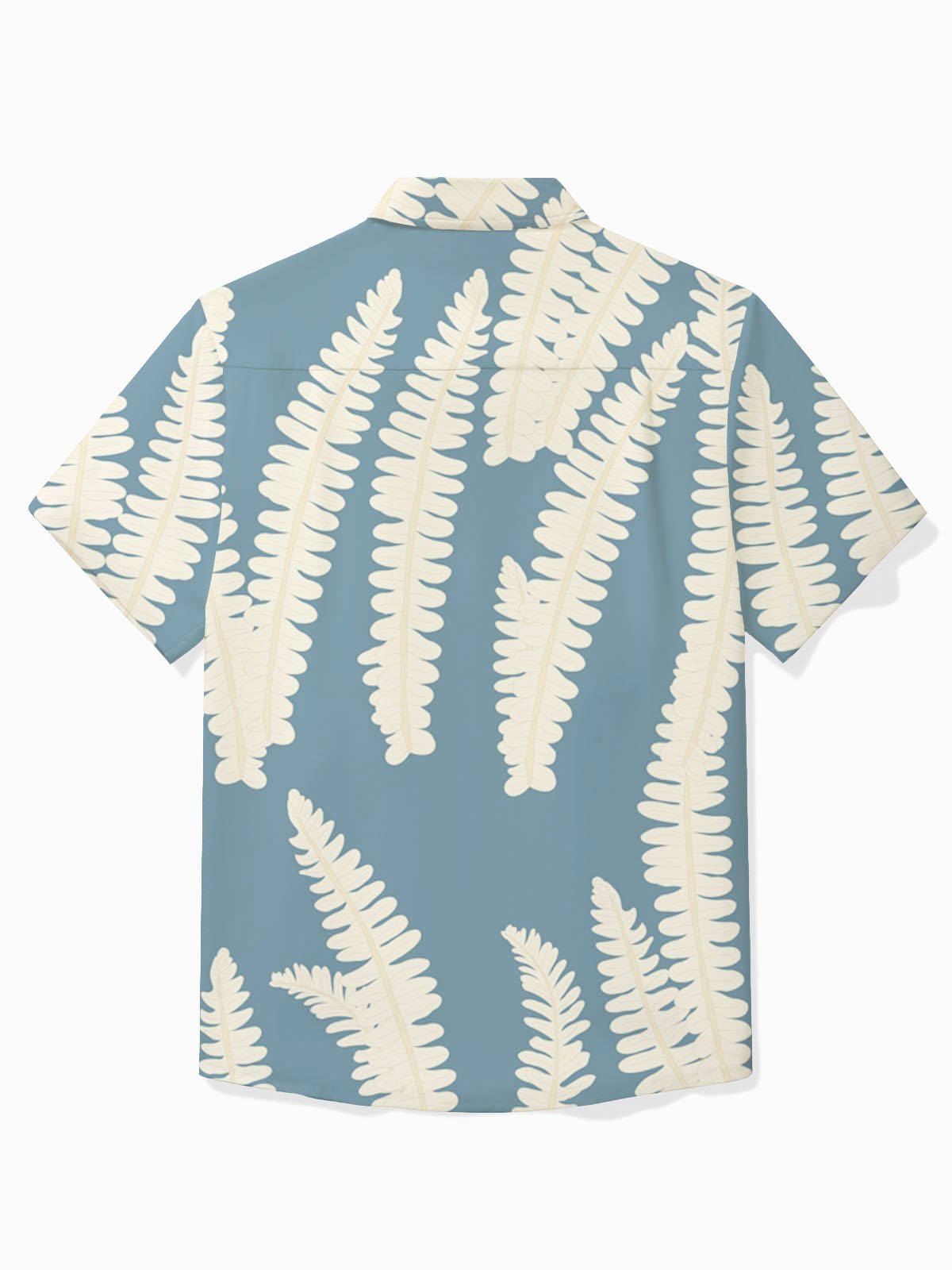 Royaura® Hawaiian Plant HAPU U FERN Print Men's Button Pocket Short Sleeve Shirt