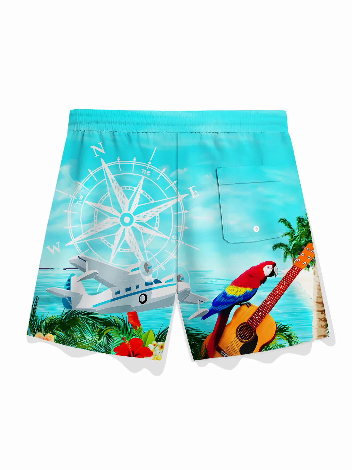 Royaura® Beach Vacation Tropical Hawaiian Men's Swim Trunks Quick Drying Parrot Casual Boat Shorts
