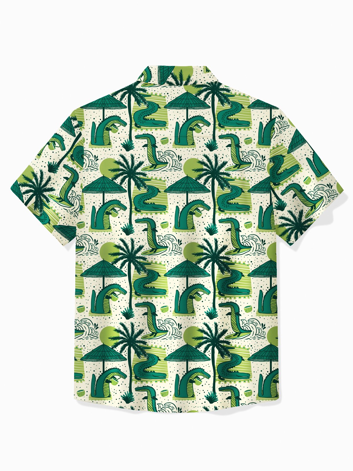 Royaura®  Holiday National Alligator Awareness Day Alligator Coconut Tree Print Men's Shirt Easy Care Camping Pocket Shirt Big Tall