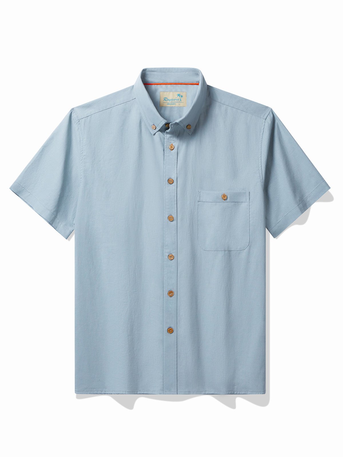 Royaura® Cotton Linen Men's Camp Shirt Breathable Comfort Pocket Beach Vacation Shirt Big Tall