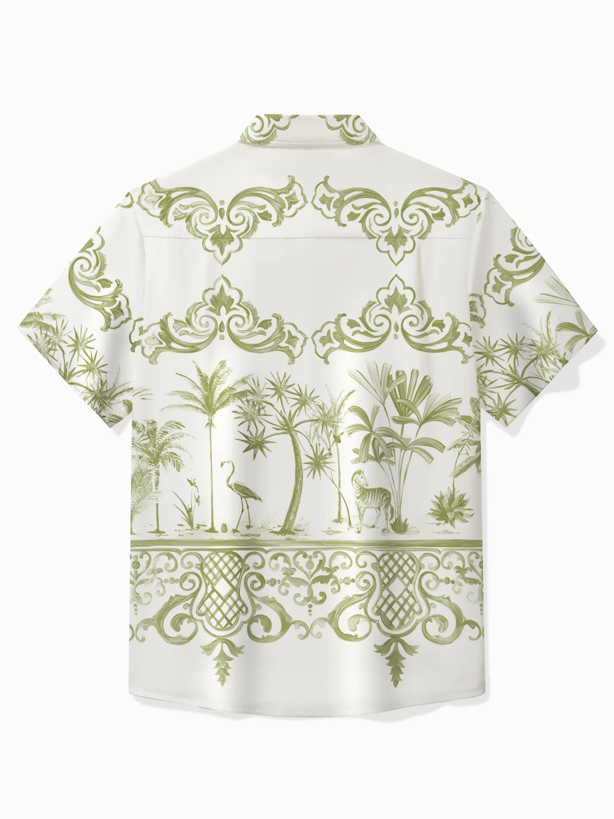 Royaura® Vintage Palm Tree Print Chest Pocket Shirt Plus Size Men's Shirt