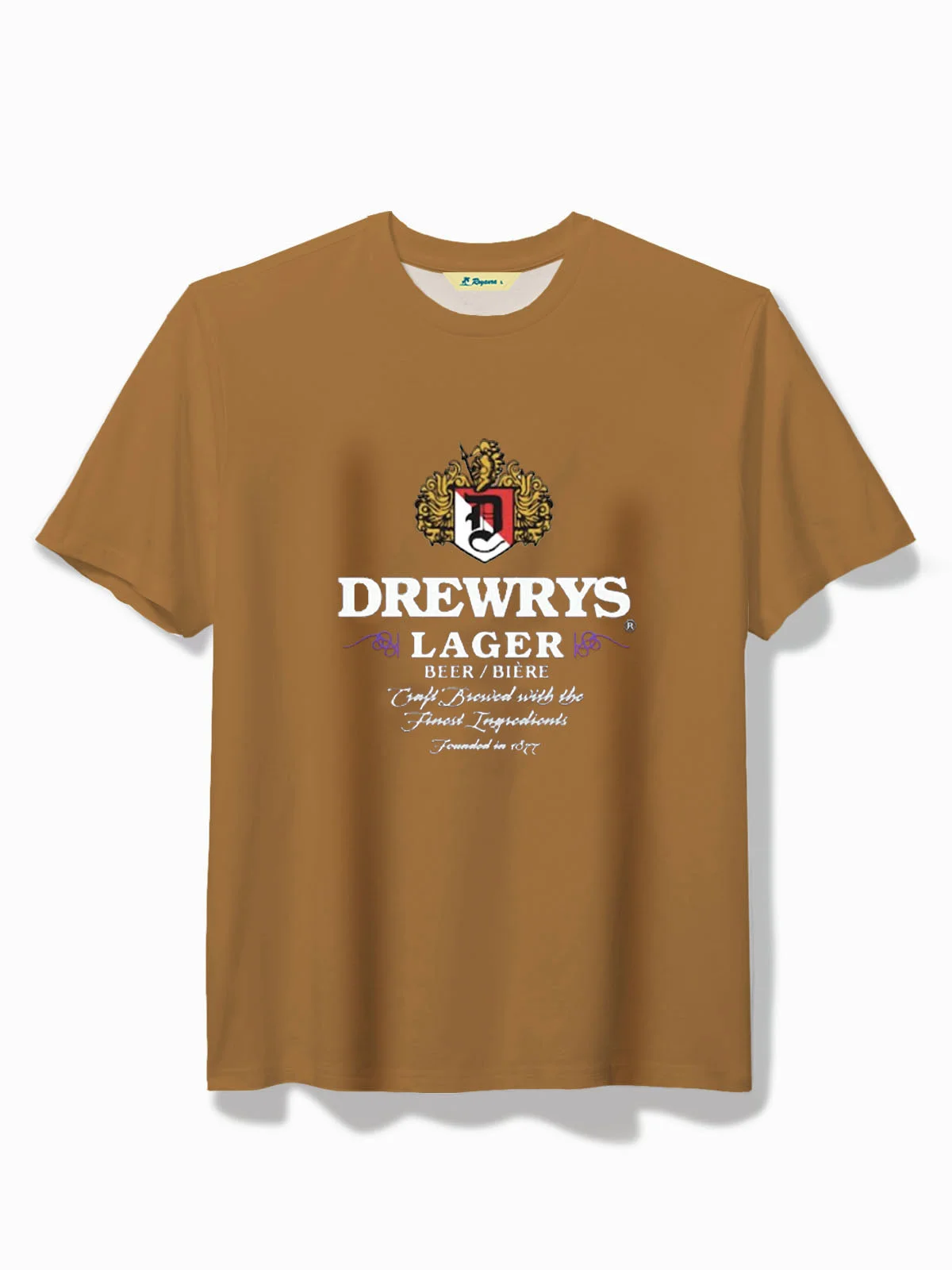 Royaura® Drewrys Beer letter LOGO Printed Men's Casual Short-Sleeved T-shirt