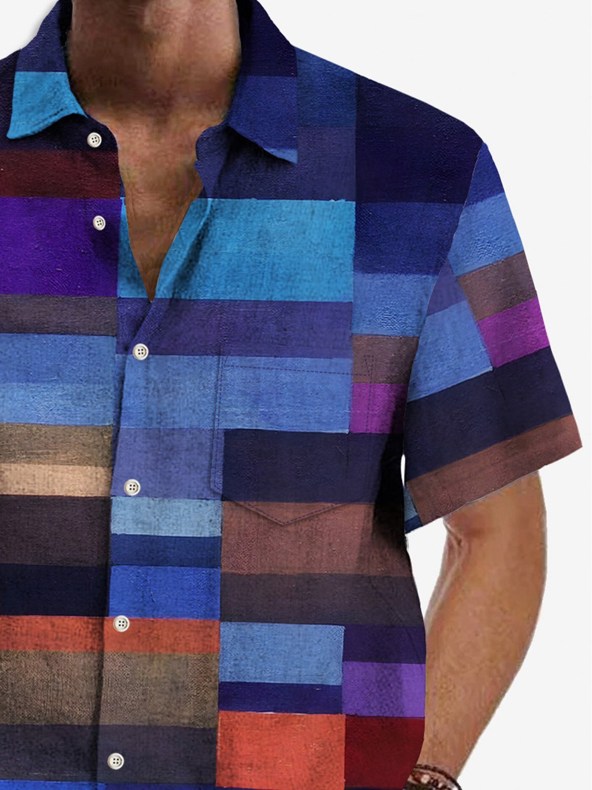 Royaura® 50's Vintage Men's Shirt Mid-Century Geometric Art Stretch Camp Pocket Shirt Big Tall