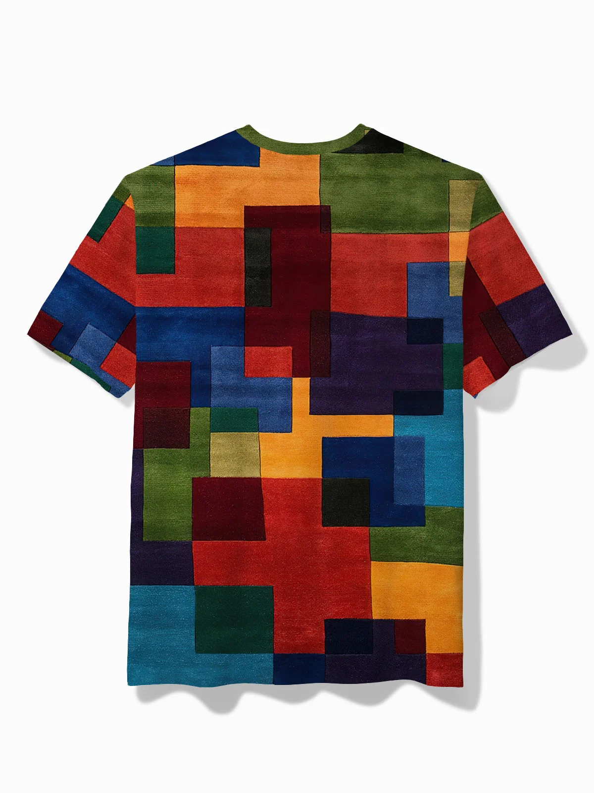 Royaura® Retro Geometric Contrast Printed Men's Short-Sleeved T-shirt