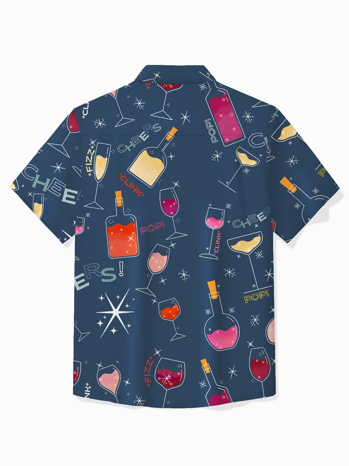 Royaura® Vintage Men's Cocktail Geometric Print Hawaiian Shirt Oversized Stretch Aloha Shirt