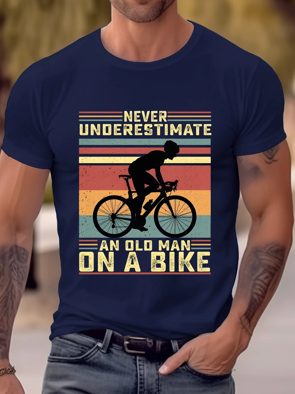 Royaura® Never Underestimate An Old Man On A Bike Shirt Vintage Bike Shirt Big Tall