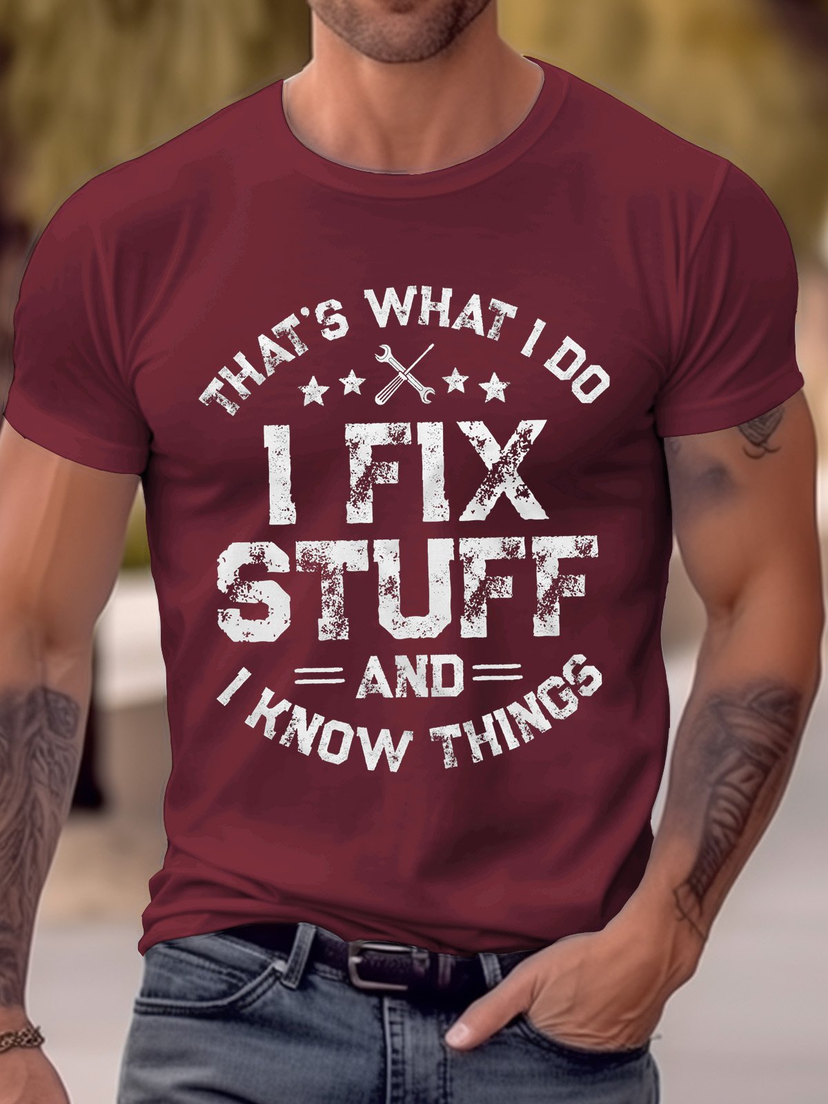 Royaura® Men's Funny I Fix Stuff T-shirt Gift for Dad Husband Grandpa Mechanic Engineer Garage Tee Shirt Birthday Gift  Big Tall