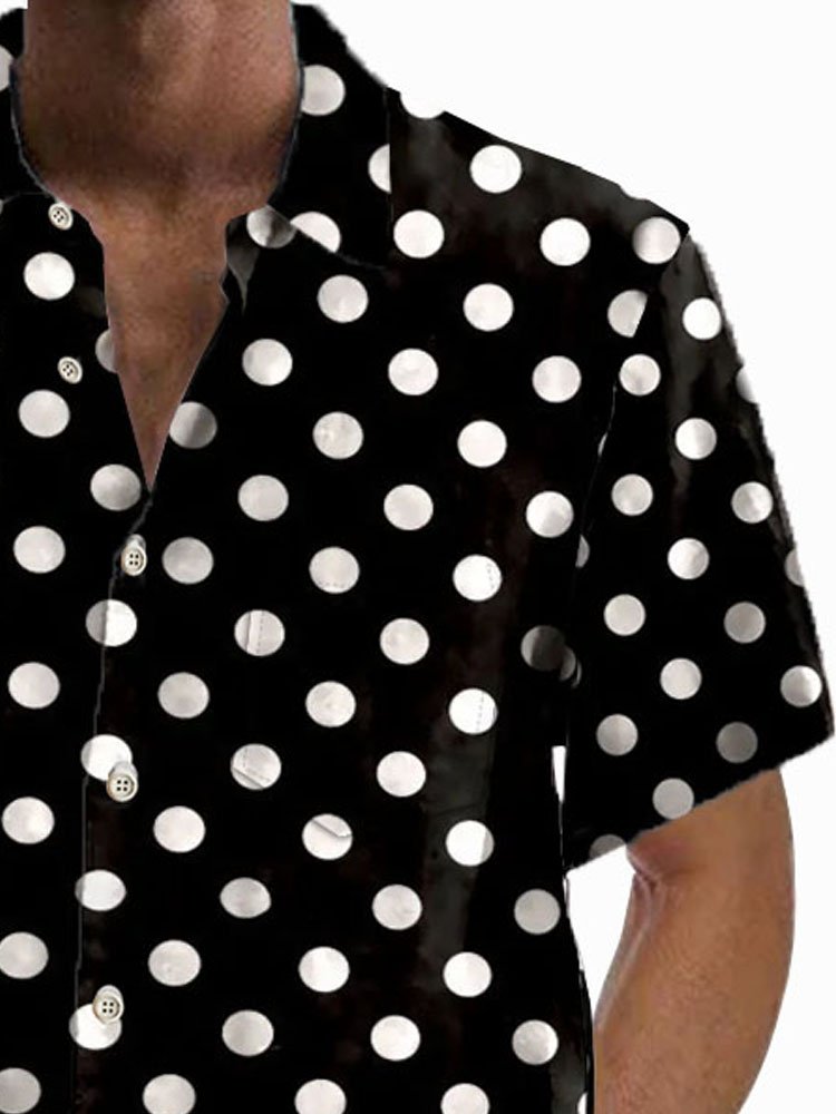 Royaura®Retro Polka Dot Printed Men's Button Pocket Short-Sleeved Shirt