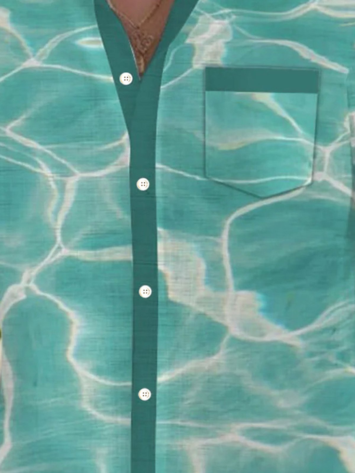 Royaura®Retro Gradient Water Ripple Print Men's Button Pocket Short Sleeve Shirt