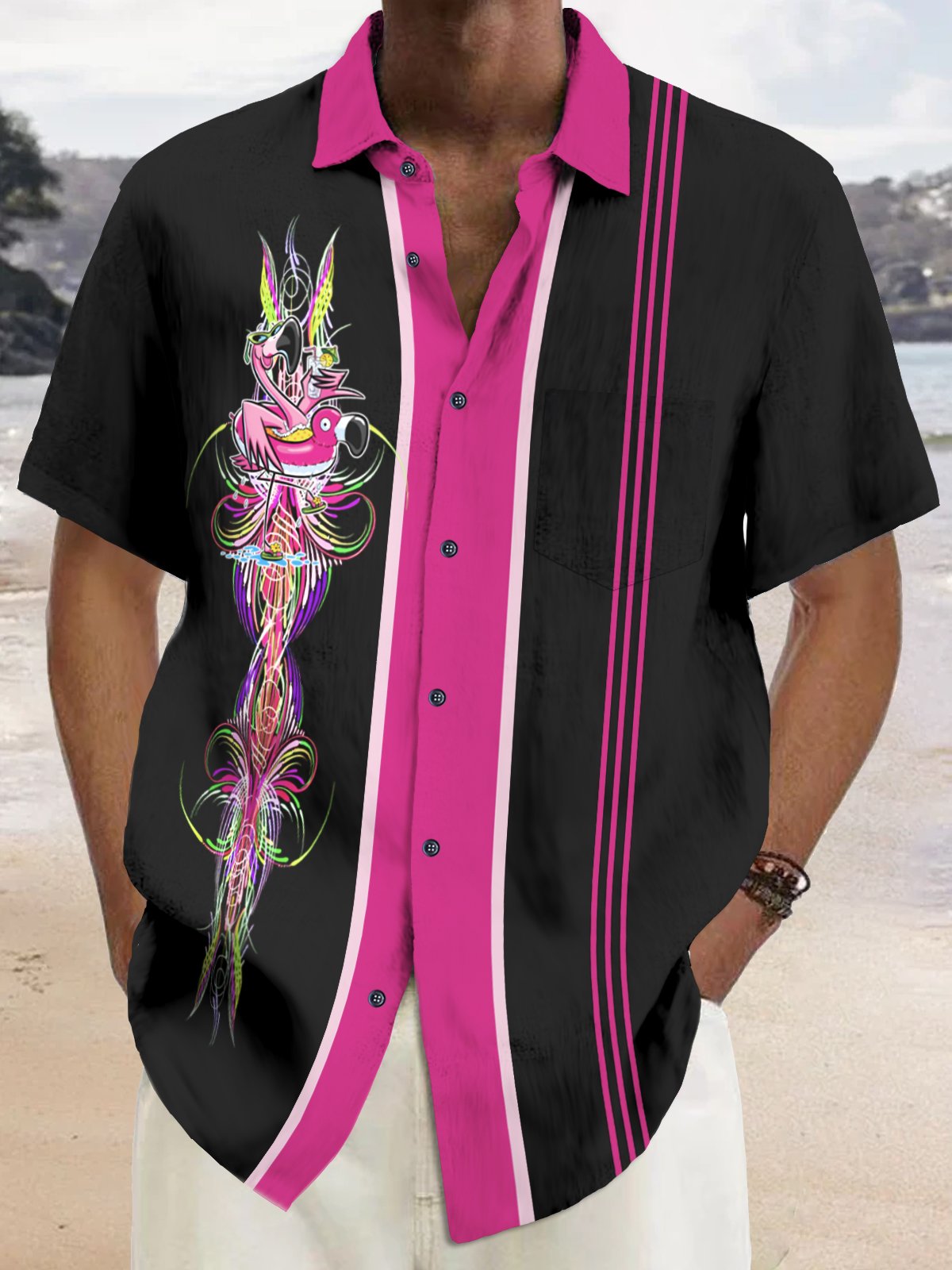 Men Flamingo Print Shirt