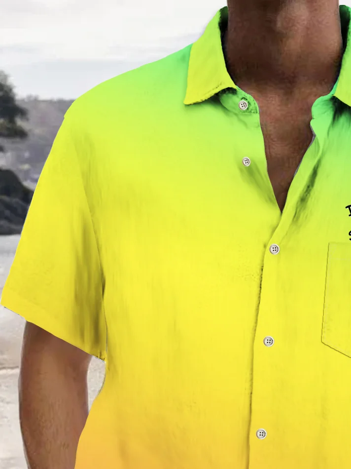 Royaura® Beach Vacation Men's Hawaiian Shirt Ombre Toucan Print Pocket Camping Shirt