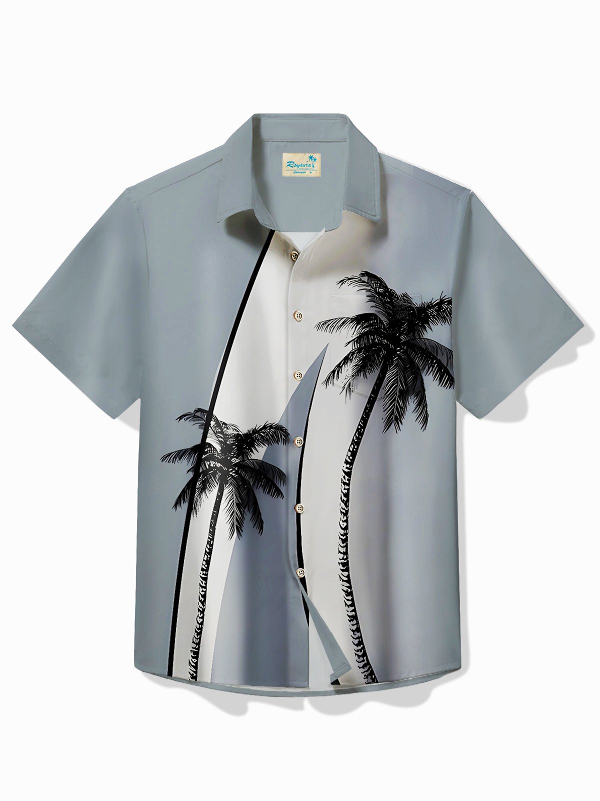 Royaura® Beach Vacation Men's Bowling Shirt Coconut Tree Art Hawaiian Shirt Big Tall