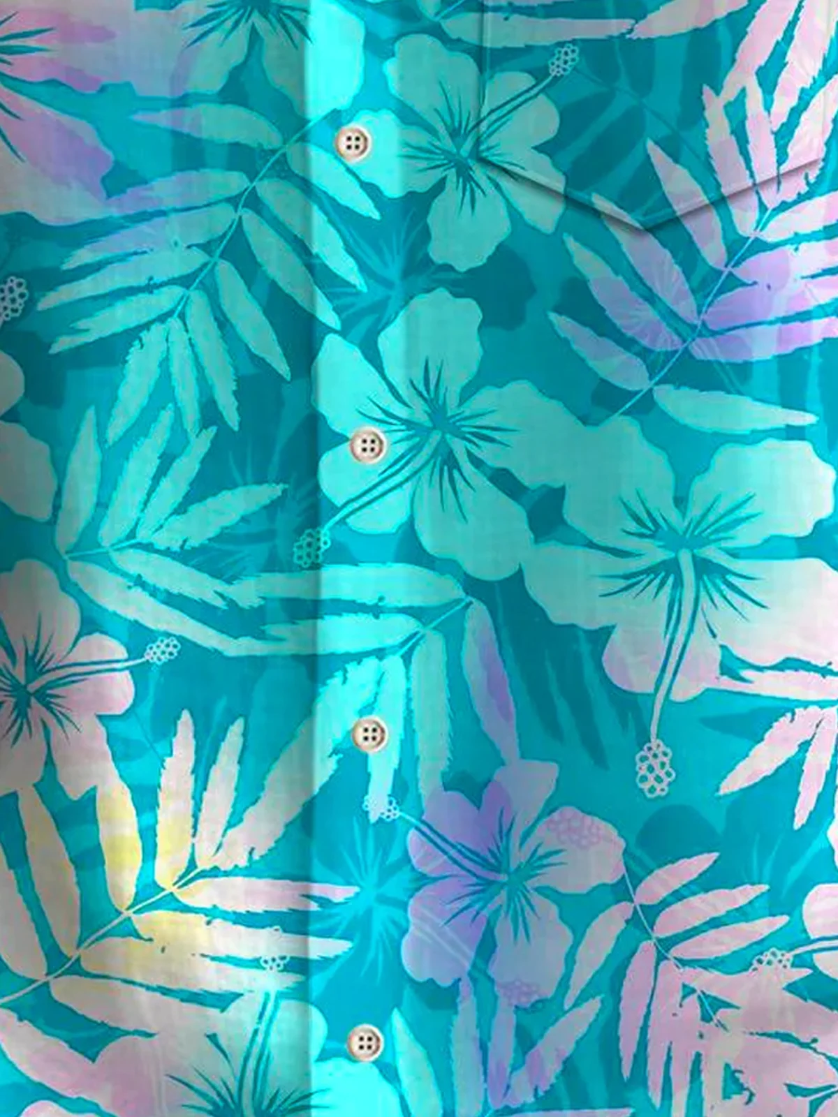 Royaura®Hawaiian Ombre Floral Print Men's Button Pocket Short Sleeve Shirt