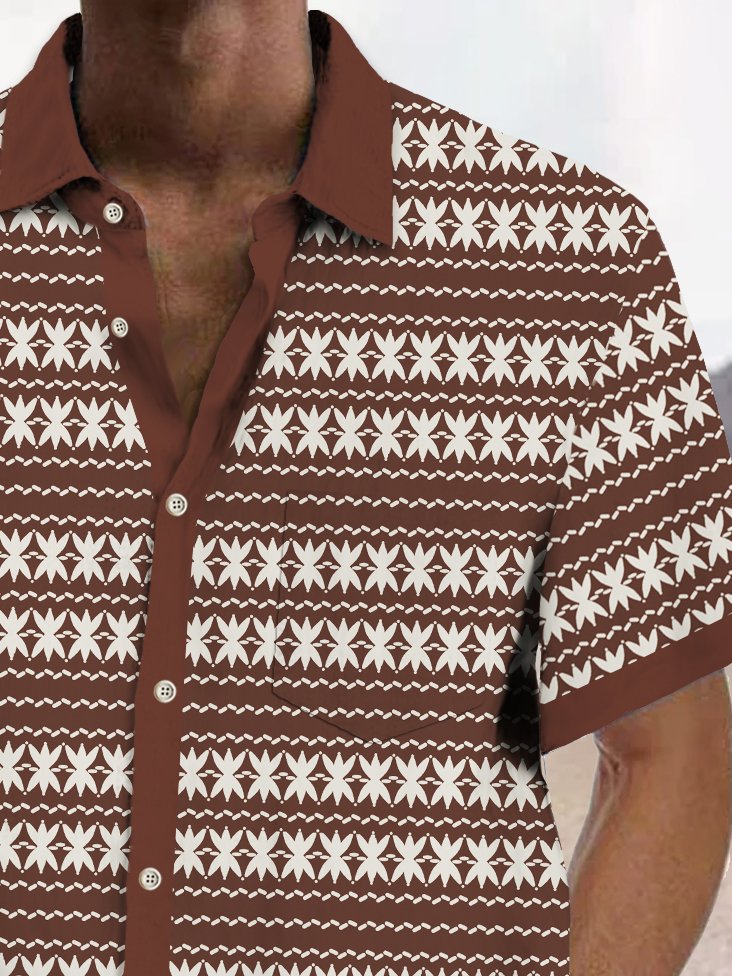 Royaura® Vintage Ethnic Graphic Print Chest Pocket Shirt Plus Size Men's Shirt