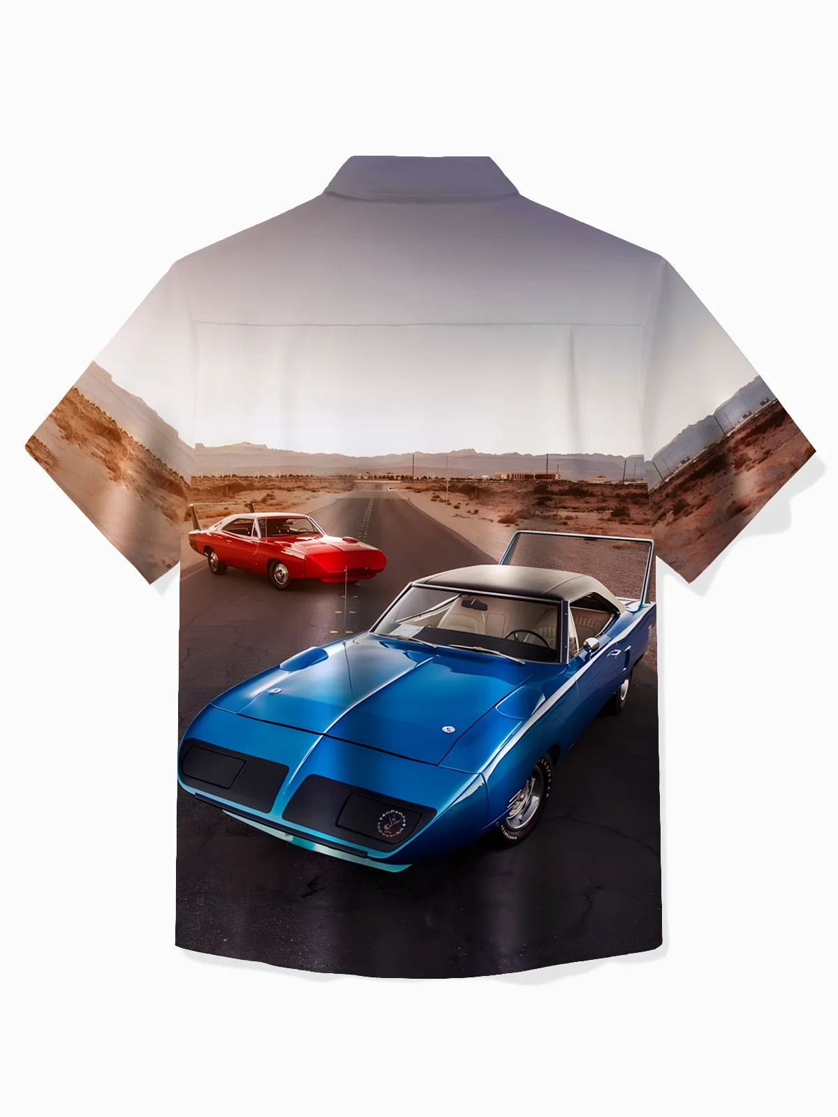 Royaura® Vintage Classic Car Print Chest Pocket Shirt Plus Size Men's Shirt