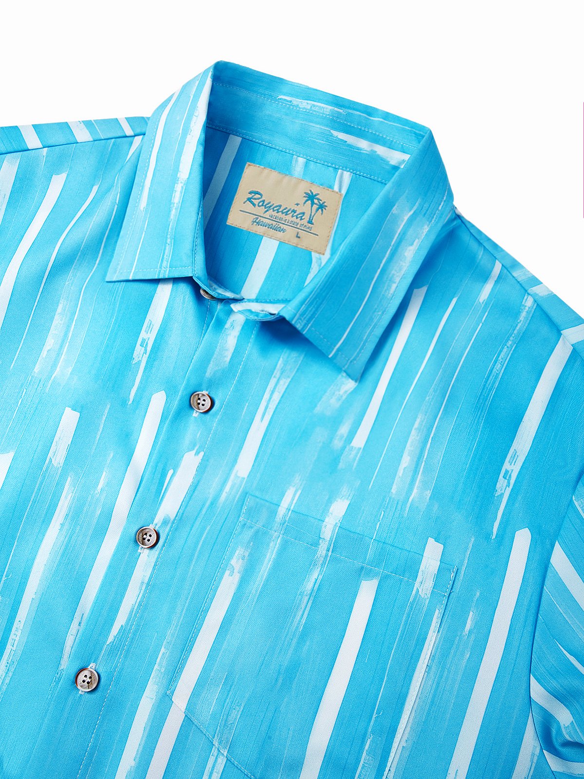 Royaura® Geometric Art Men's Hawaiian Shirt Abstract Stripe Care Pocket Camping Shirt Big Tall