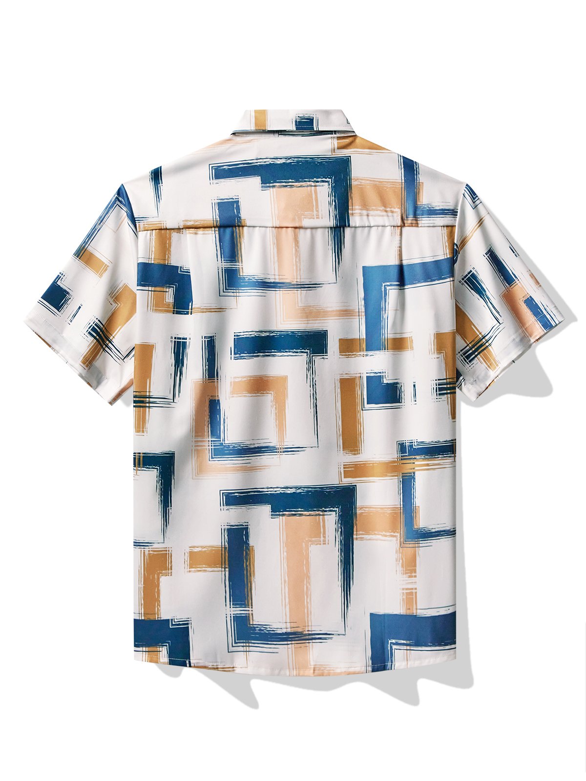 Royaura® Basic Geometry Textured Print Men's Button-Pocket Shirt