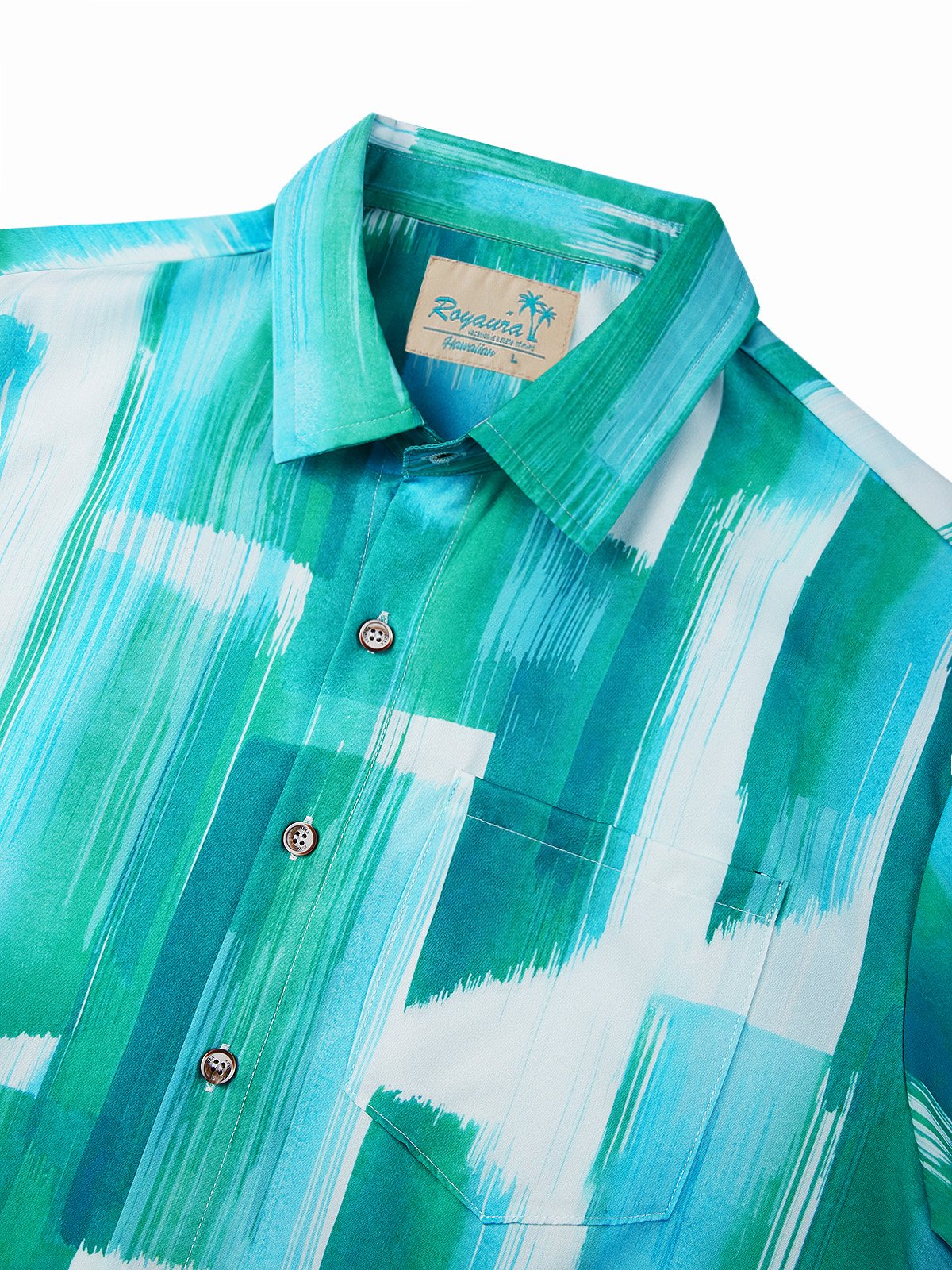 Royaura®  Retro Abstract Textured Print Men's Hawaiian Shirt Easy Care Pocket Camping Shirt