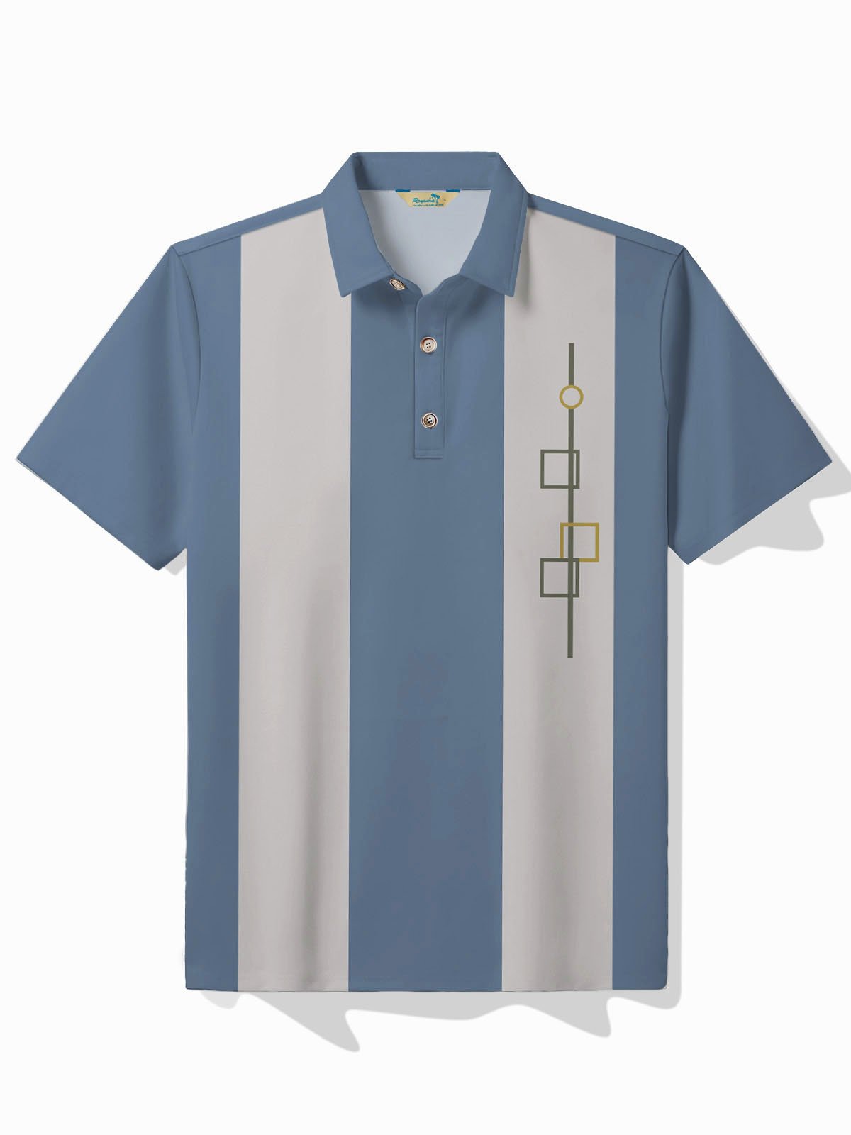 Royaura® 50‘s Retro Medieval geometry Bowling Polo Shirt Stretch Comfortable  Polo Camp Shirt Big Tall