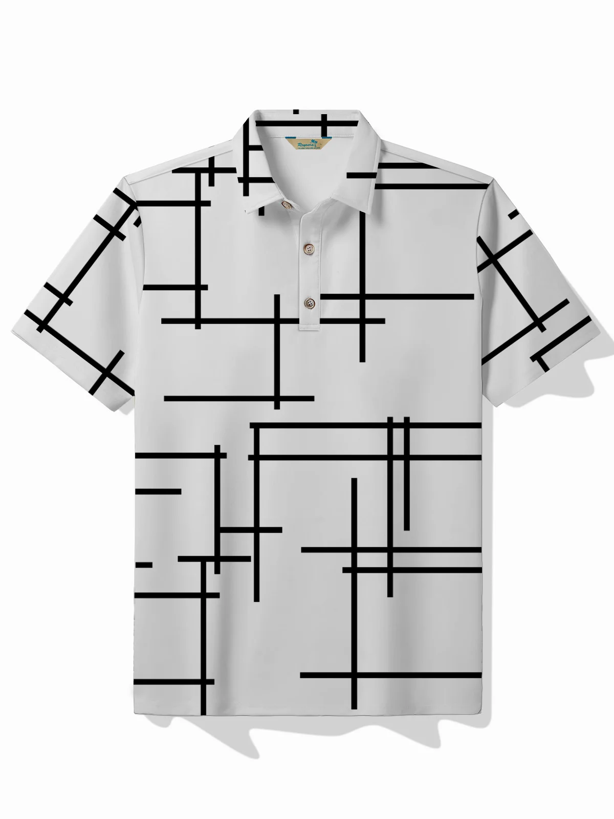 Royaura® 50‘s Retro Medieval Geometry Polo Shirt Stretch Comfortable Camp Pullover Polo Shirt Big Tall