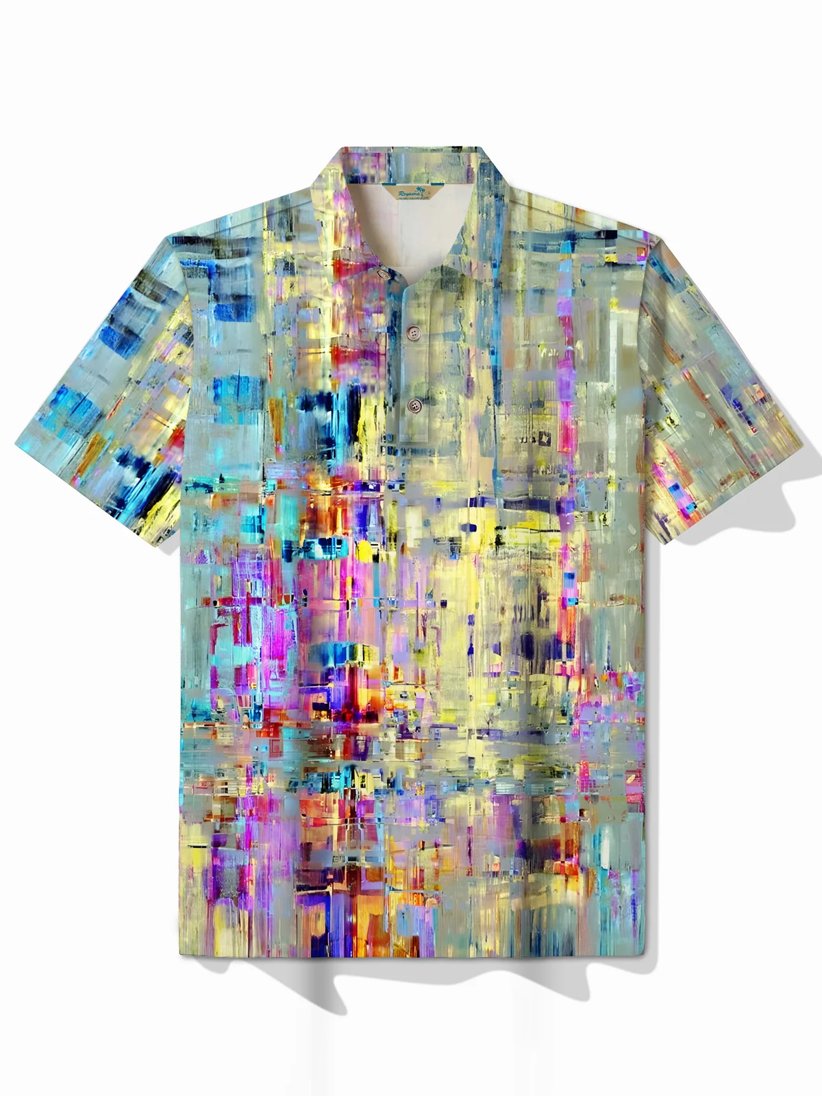Royaura® Retro 3D gradient oil painting creative art printing men's short-sleeved POLO shirt