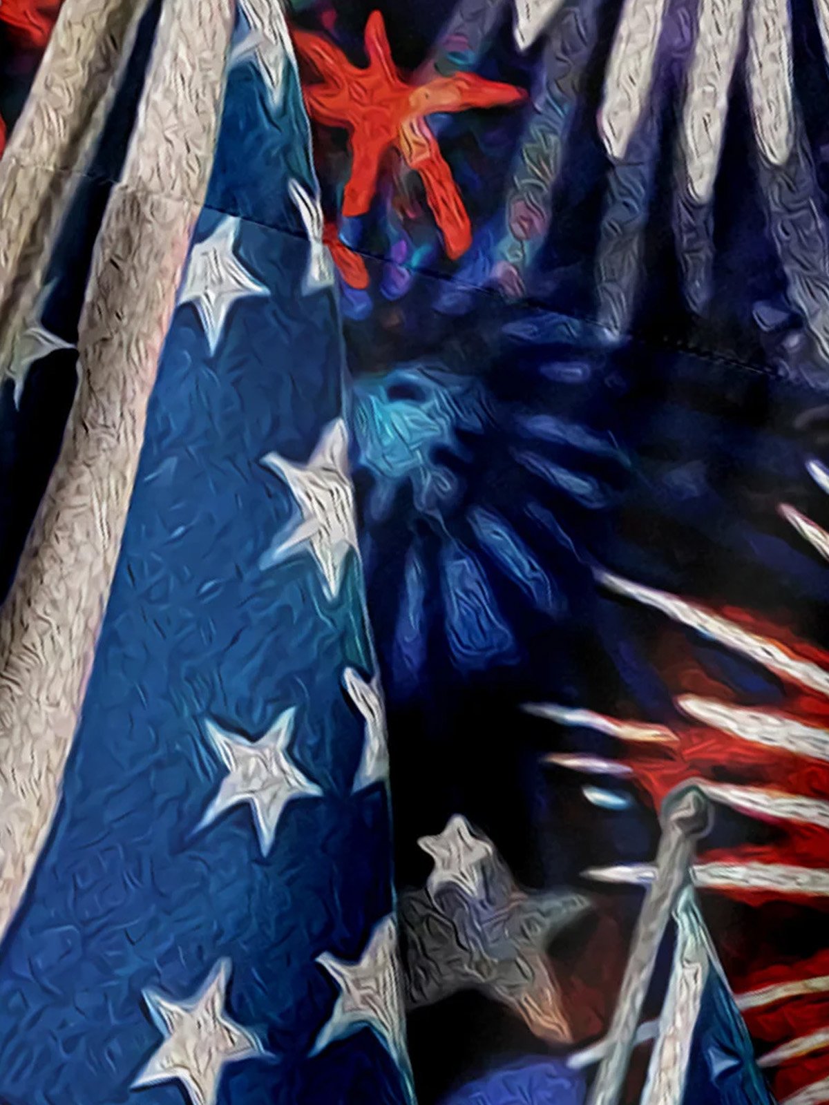 Royaura® American Flag Men's Hawaiian Shirt  Stretch Camp Pocket The Fourth Of July Shirt Big Tall