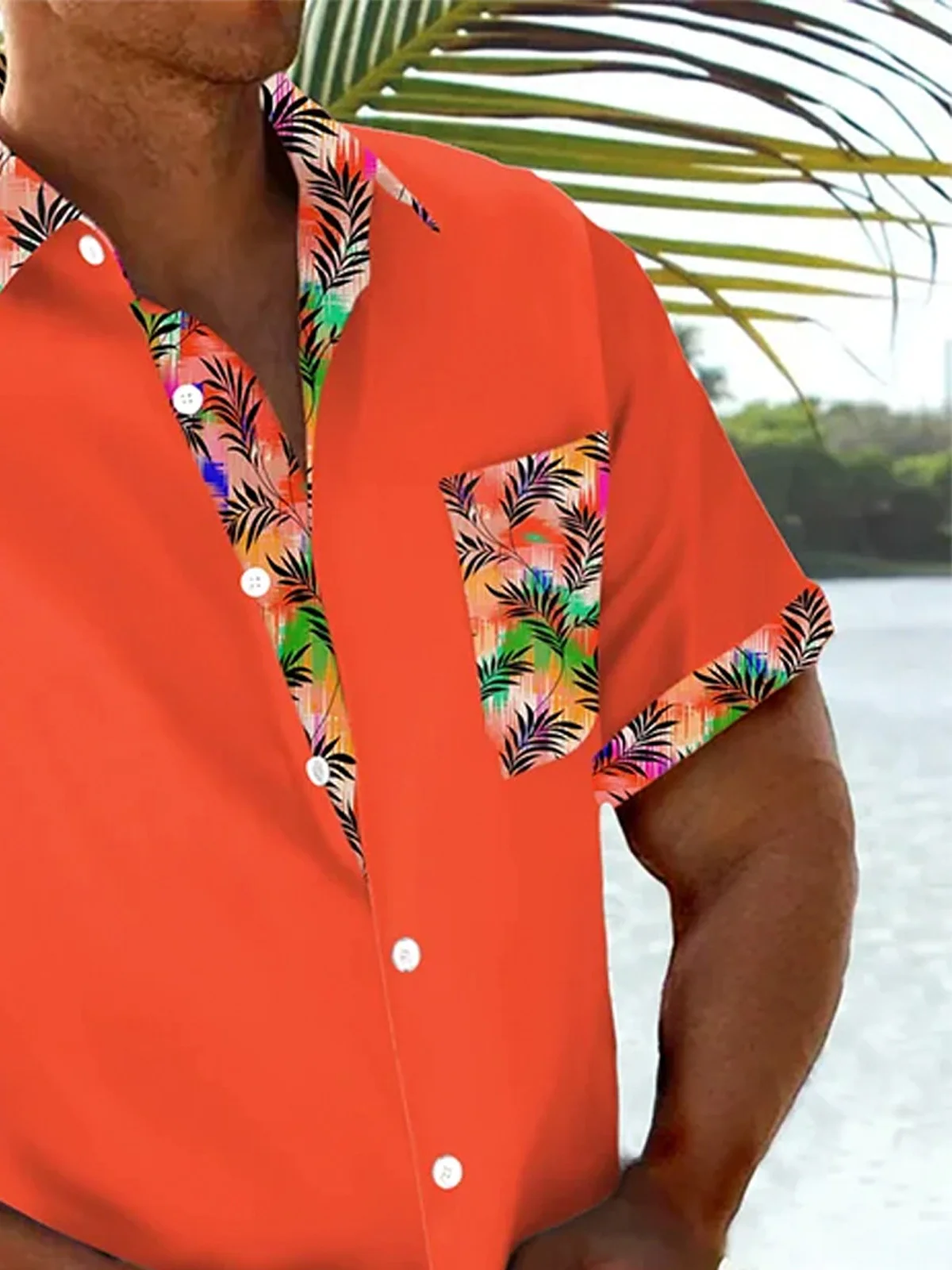 Royaura® Beach Vacation Men's Hawaiian Shirt Stretch Pocket Camp Shirt Big Tall