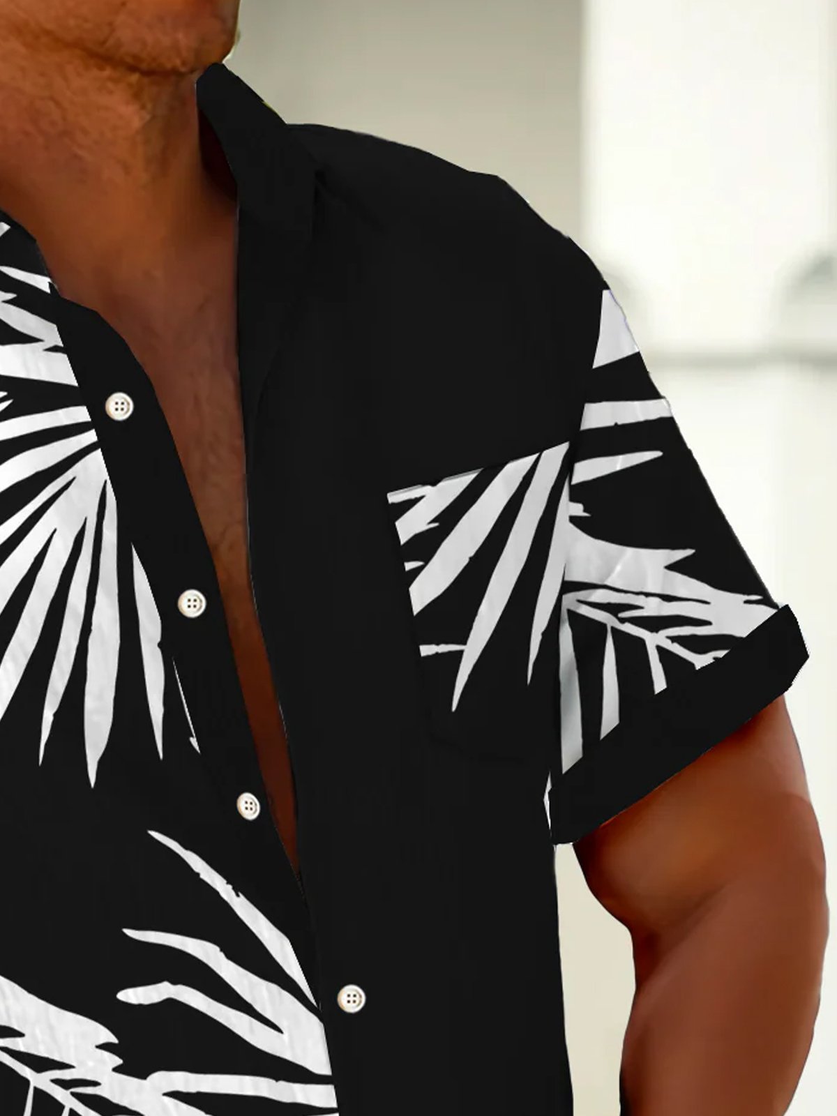 Royaura® Retro Botanical Art Creative 3D Print Men's Button Pocket Short Sleeve Shirt